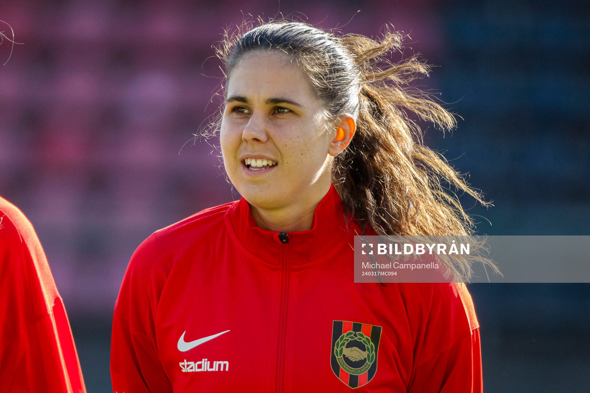Brommapojkarnas Julia Olsson under fotbollsmatchen i Svenska Cupen mellan Brommapojkarna och IK Uppsala den 17 mars 2024 i Stockholm.