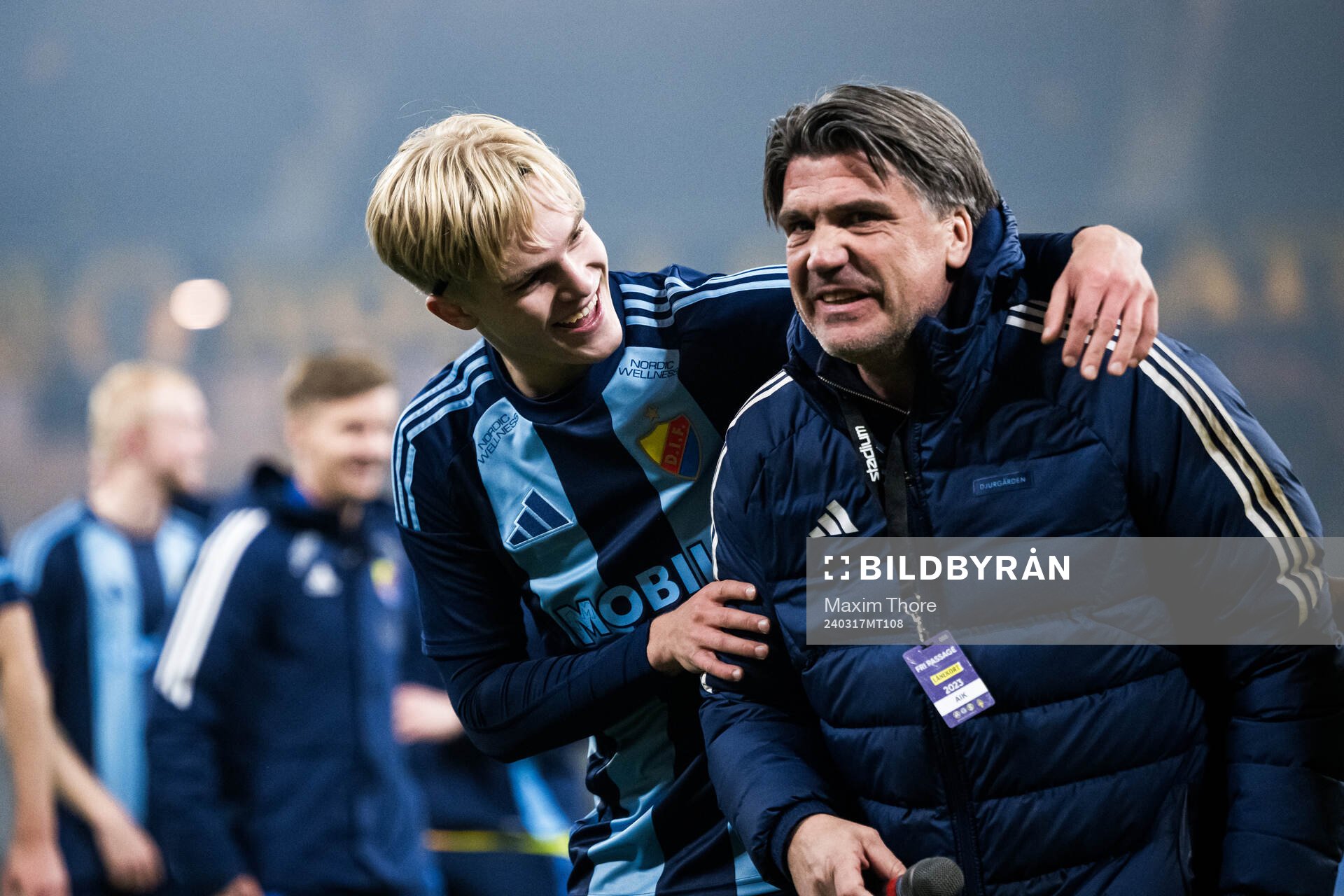 Djurgårdens Lucas Bergvall och sportchef Bosse Andersson