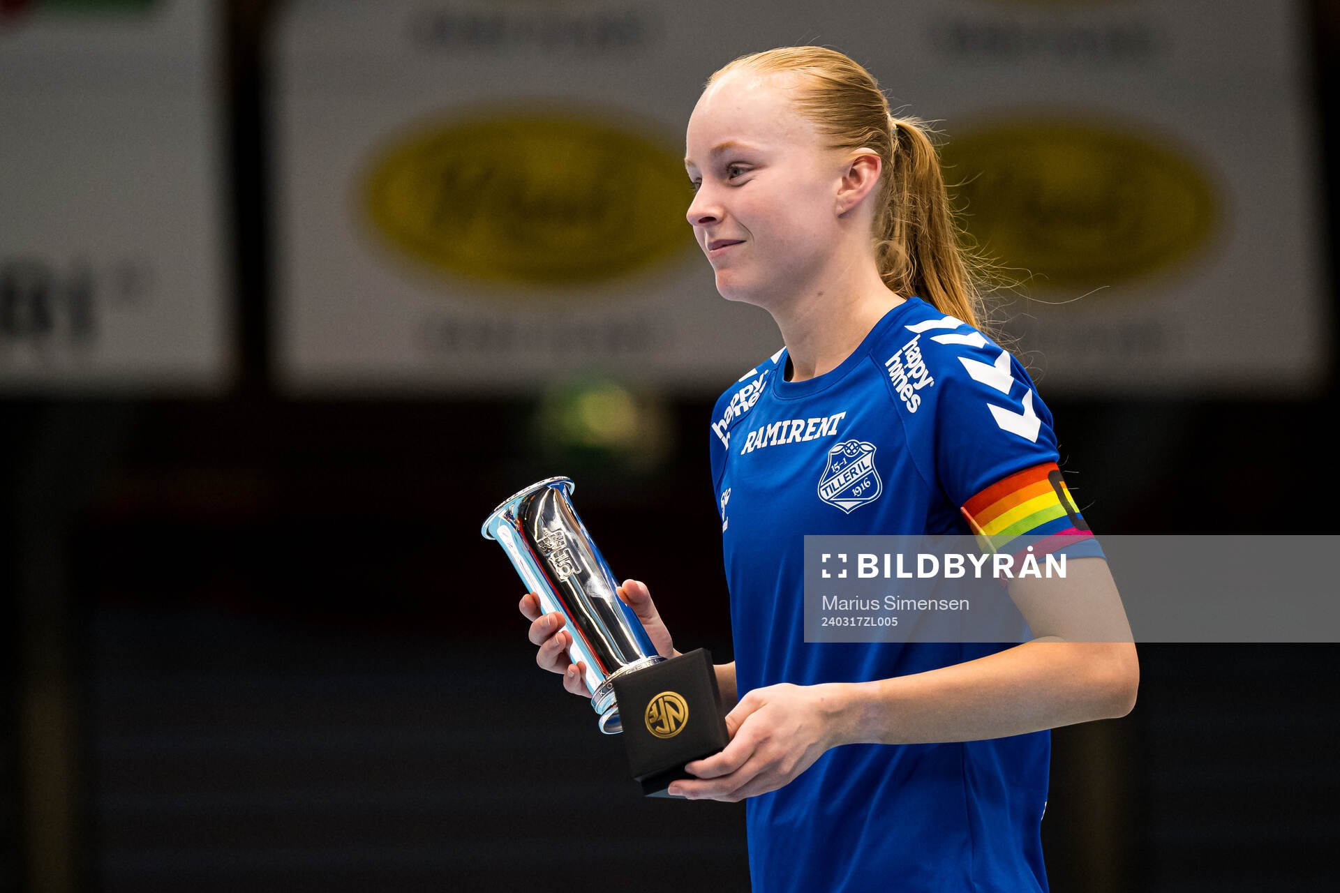 Marie Methi of Tiller after the Norwegian Championship futsal final match between NTNUI and Tiller on March 17, 2024 in Drammen.