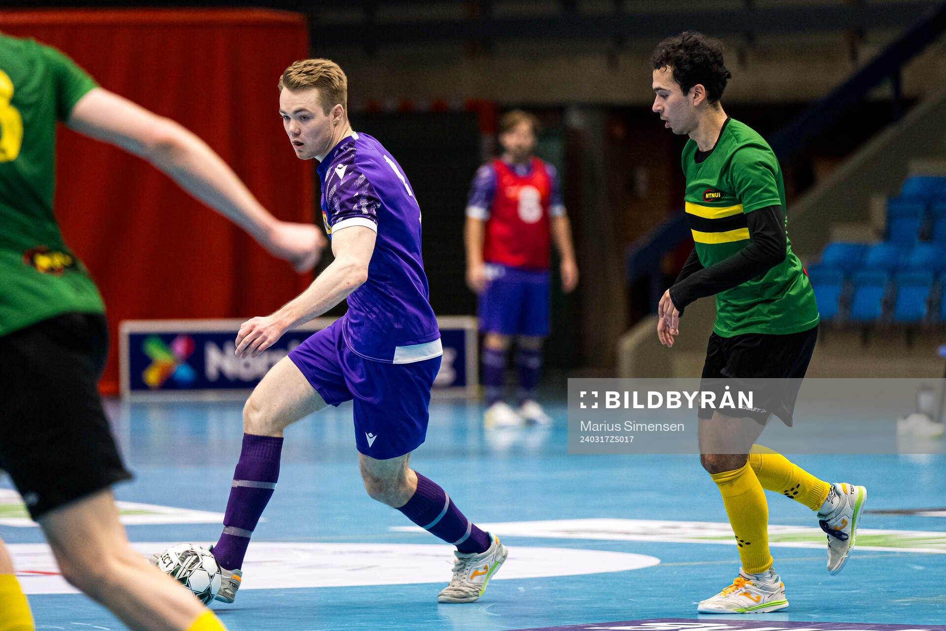 Halvor Houg of Sandefjord during the Norwegian Championship futsal celebrates at the final match between NTNUI and Sandefjord on March 17, 2024 in Drammen.