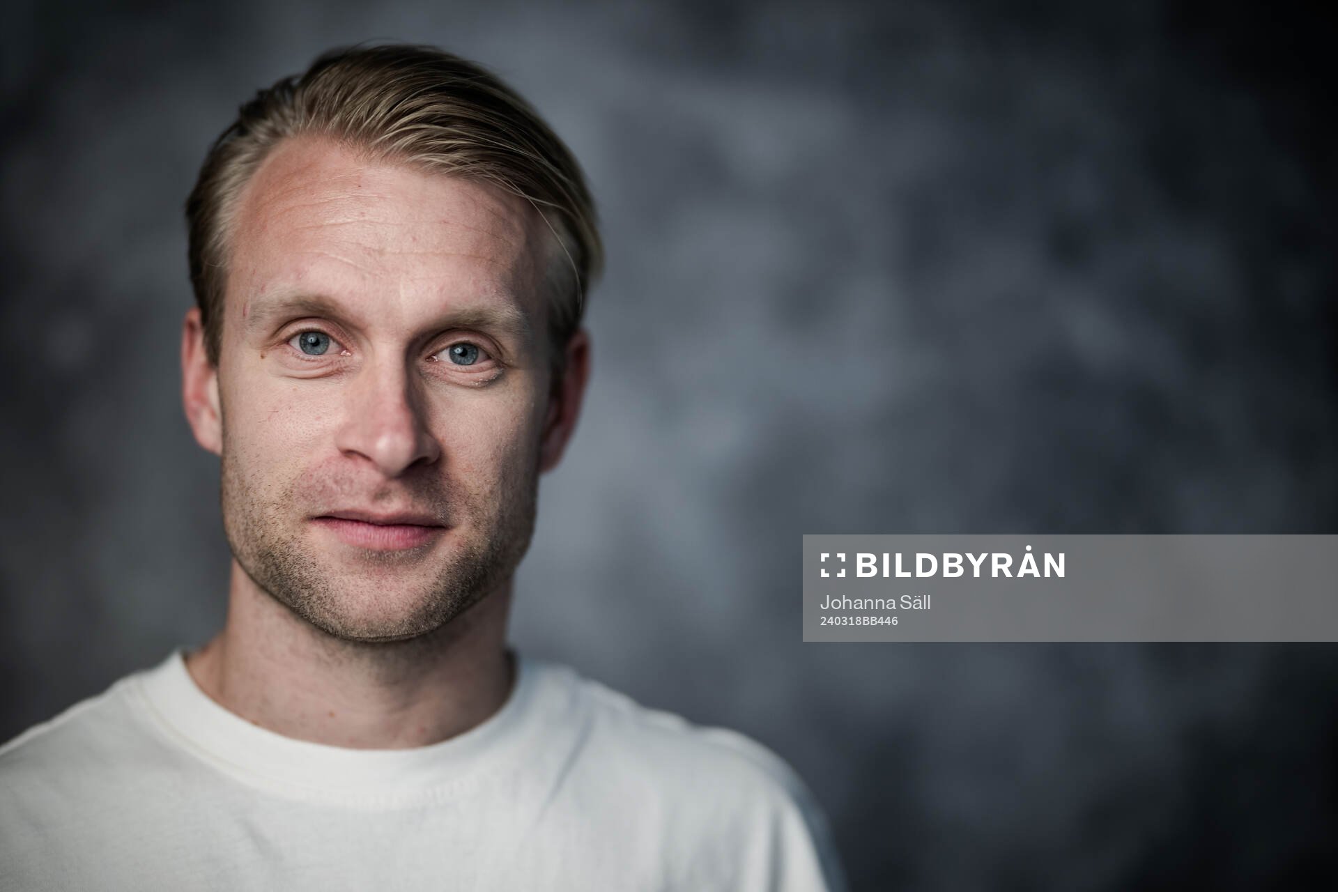 Johan Larsson, Elfsborg, poserar för ett porträtt under fotbollsallsvenskans upptaktsträff den 18 mars 2024 i Stockholm. 