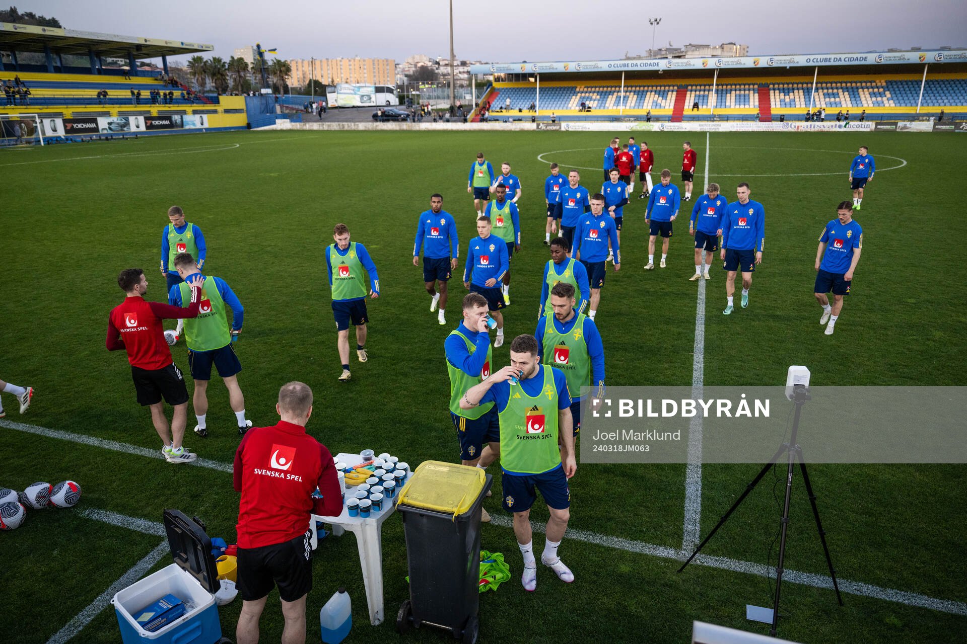 Players of the Swedish men's national football team drink