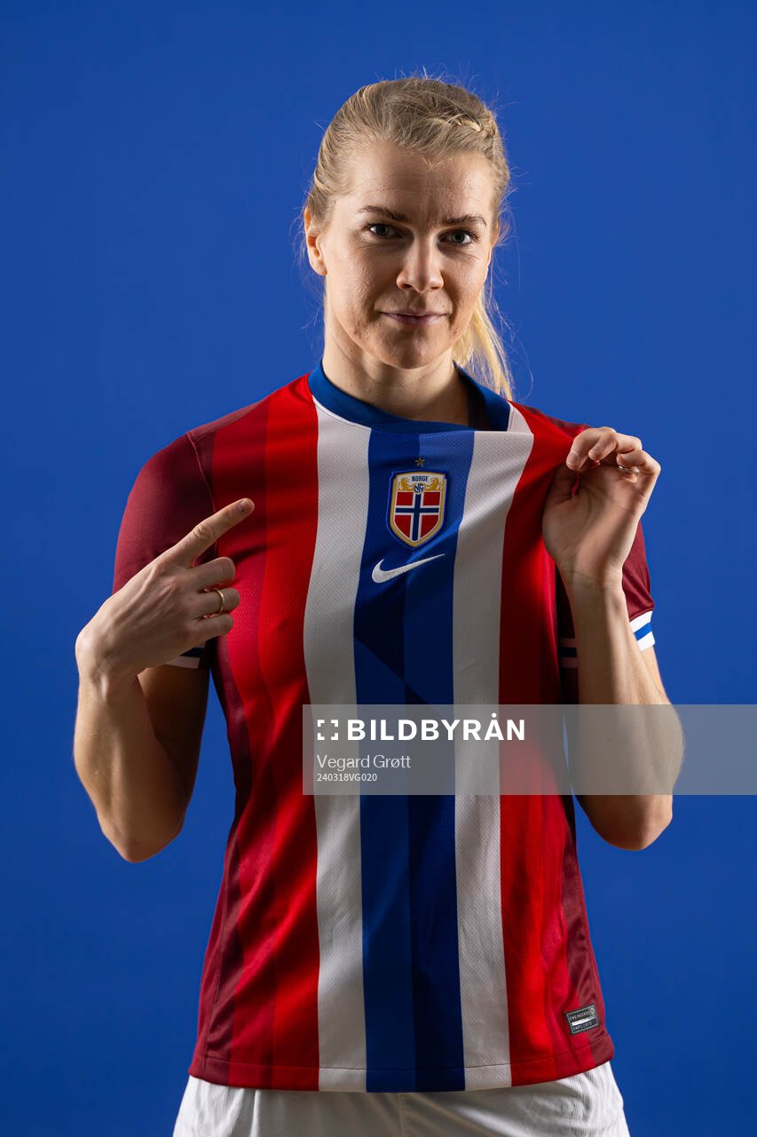 Ada Hegerberg of the Norwegian national football team poses for a portrait on February 19, 2024 in Stavanger. 