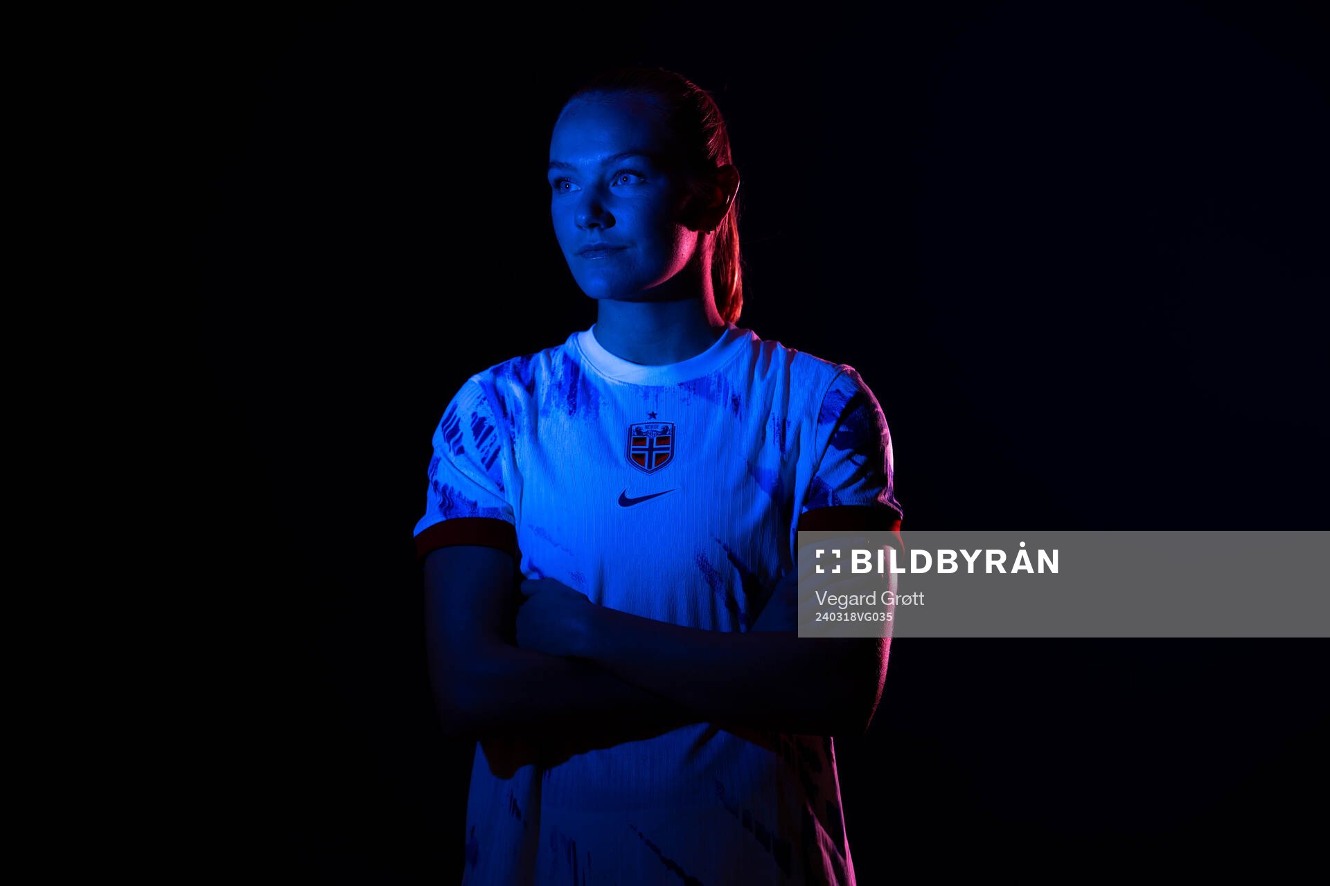 Frida Maanum of the Norwegian national football team poses for a portrait on February 19, 2024 in Stavanger. 
