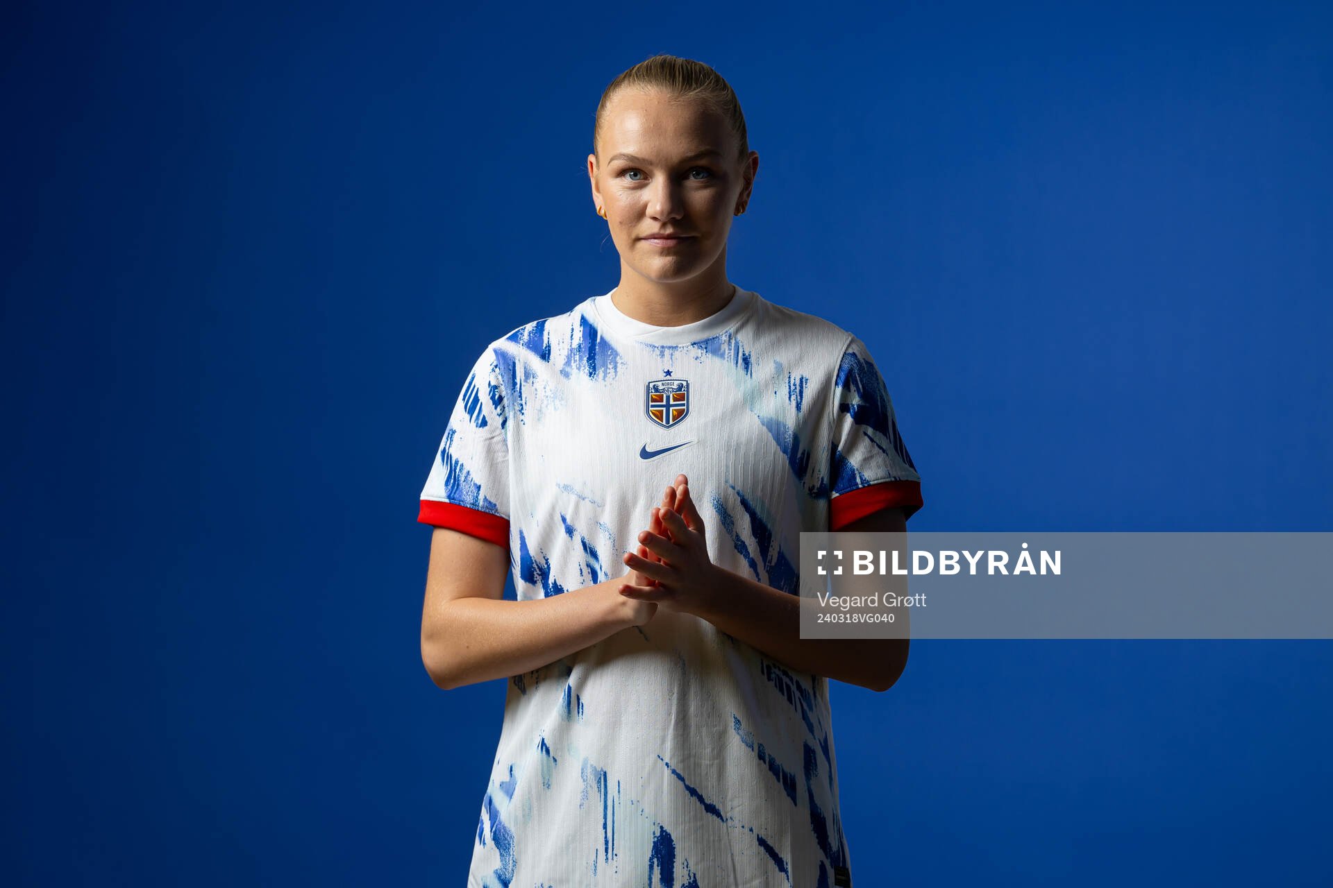 Frida Maanum of the Norwegian national football team poses for a portrait on February 19, 2024 in Stavanger. 