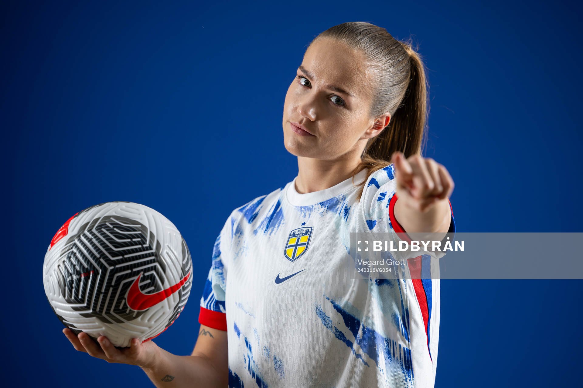 Guro Reiten of the Norwegian national football team poses