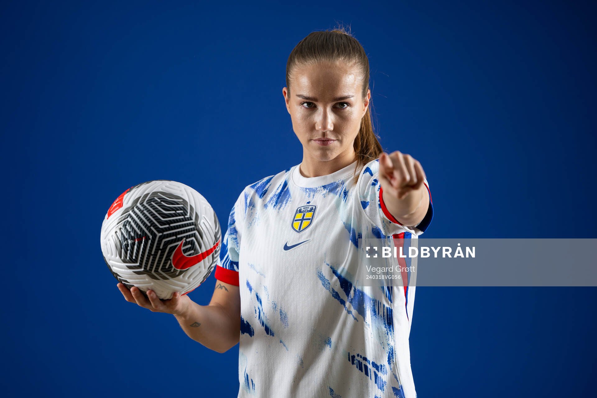 Guro Reiten of the Norwegian national football team poses
