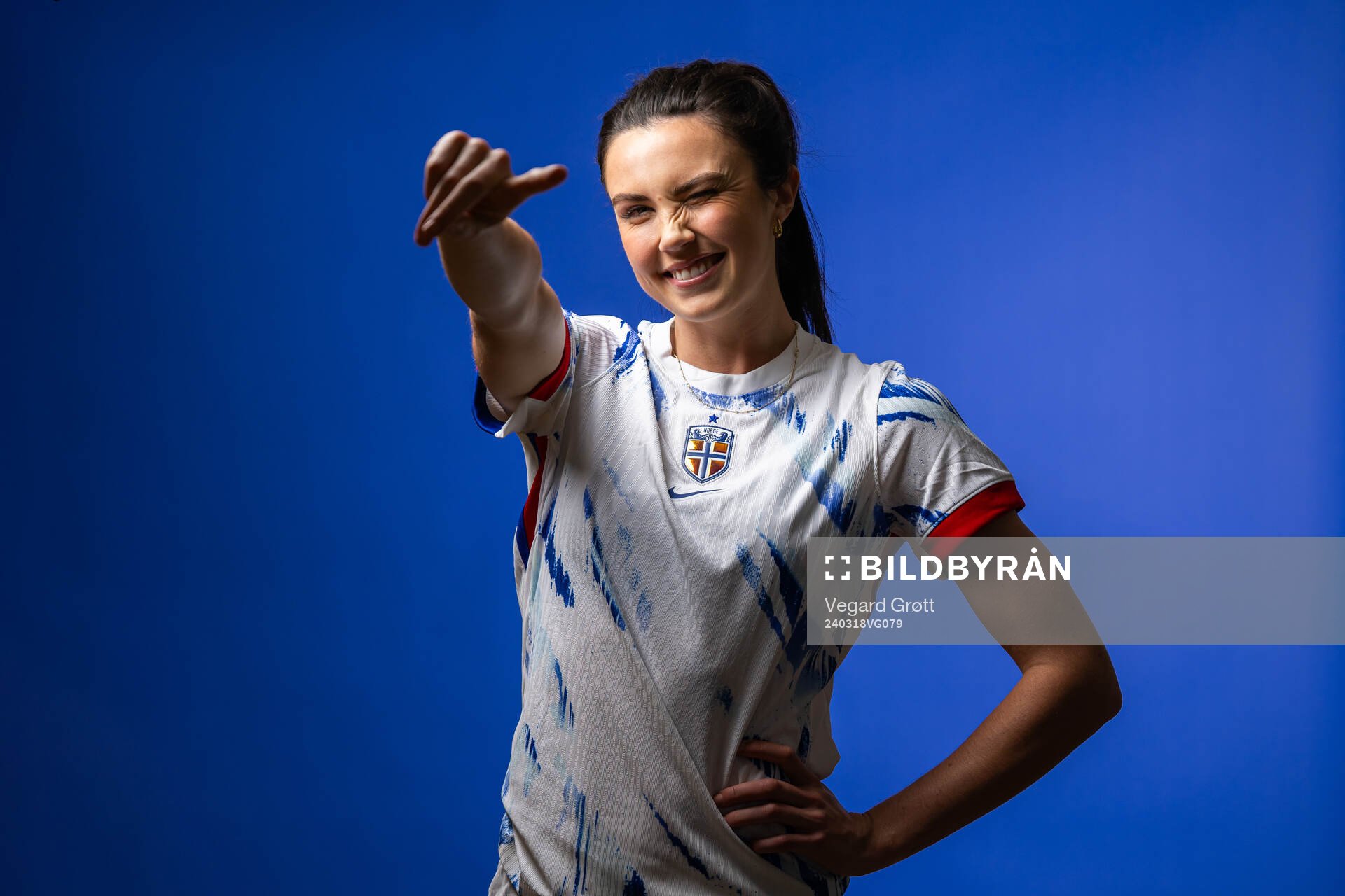 Ingrid Syrstad Engen of the Norwegian national football team poses for a portrait on February 19, 2024 in Stavanger. 