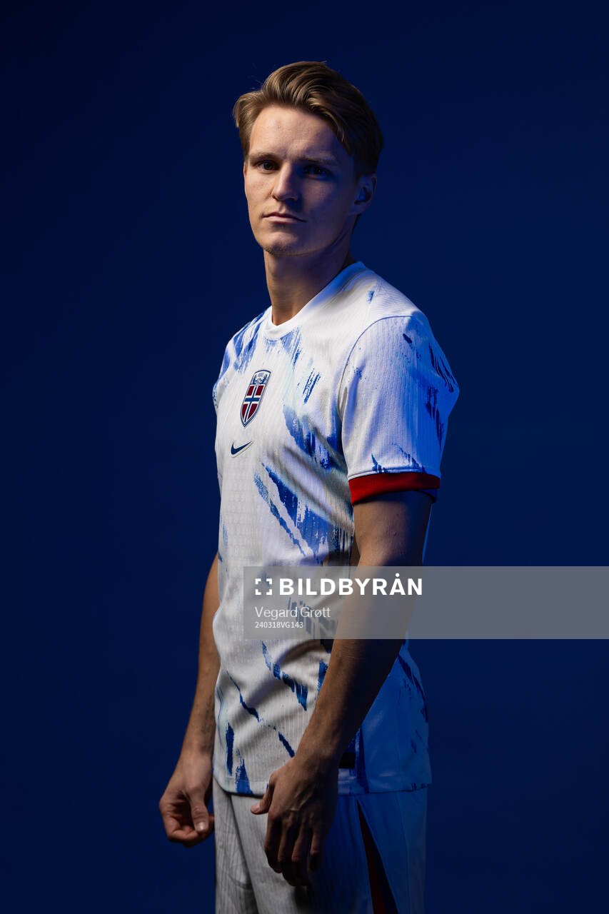 Martin Ødegaard of the Norwegian national football team poses for a portrait on February 29, 2024 in London. 