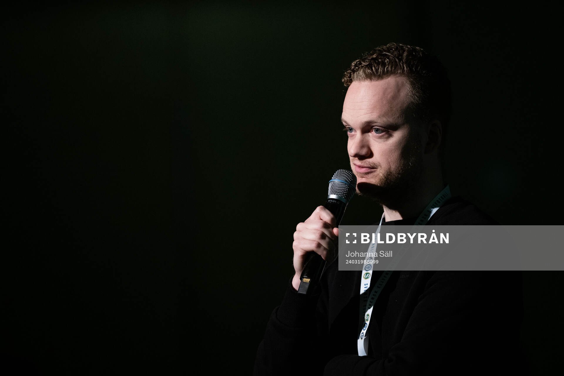 Philip Trollér, Göteborgs-posten, under superettans upptaktsträff den 19 mars 2024 i Stockholm. 