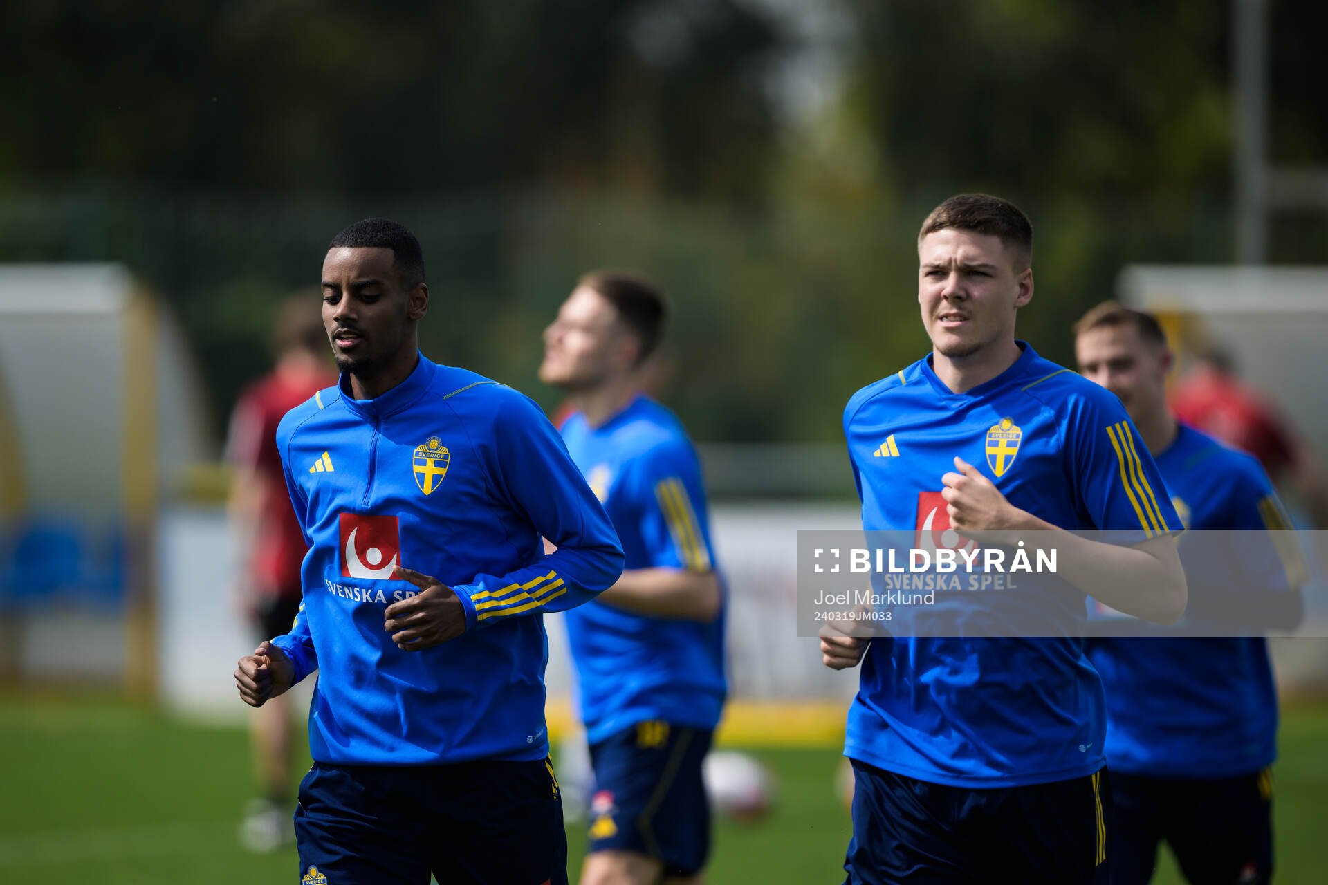 Alexander Isak and Emil Holm of the Swedish men's national