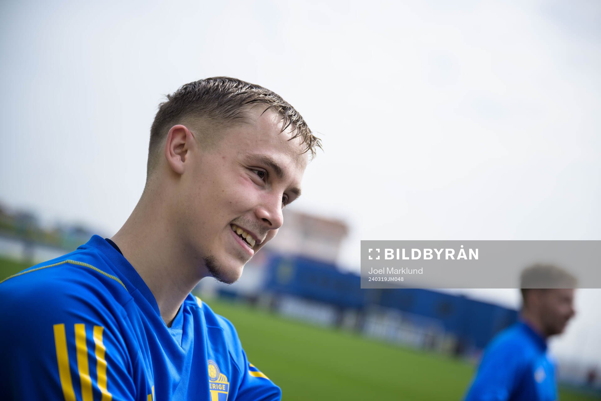 Jacob Ondrejka of the Swedish men's national football team during a training session on March 19, 2024 in Porto. 