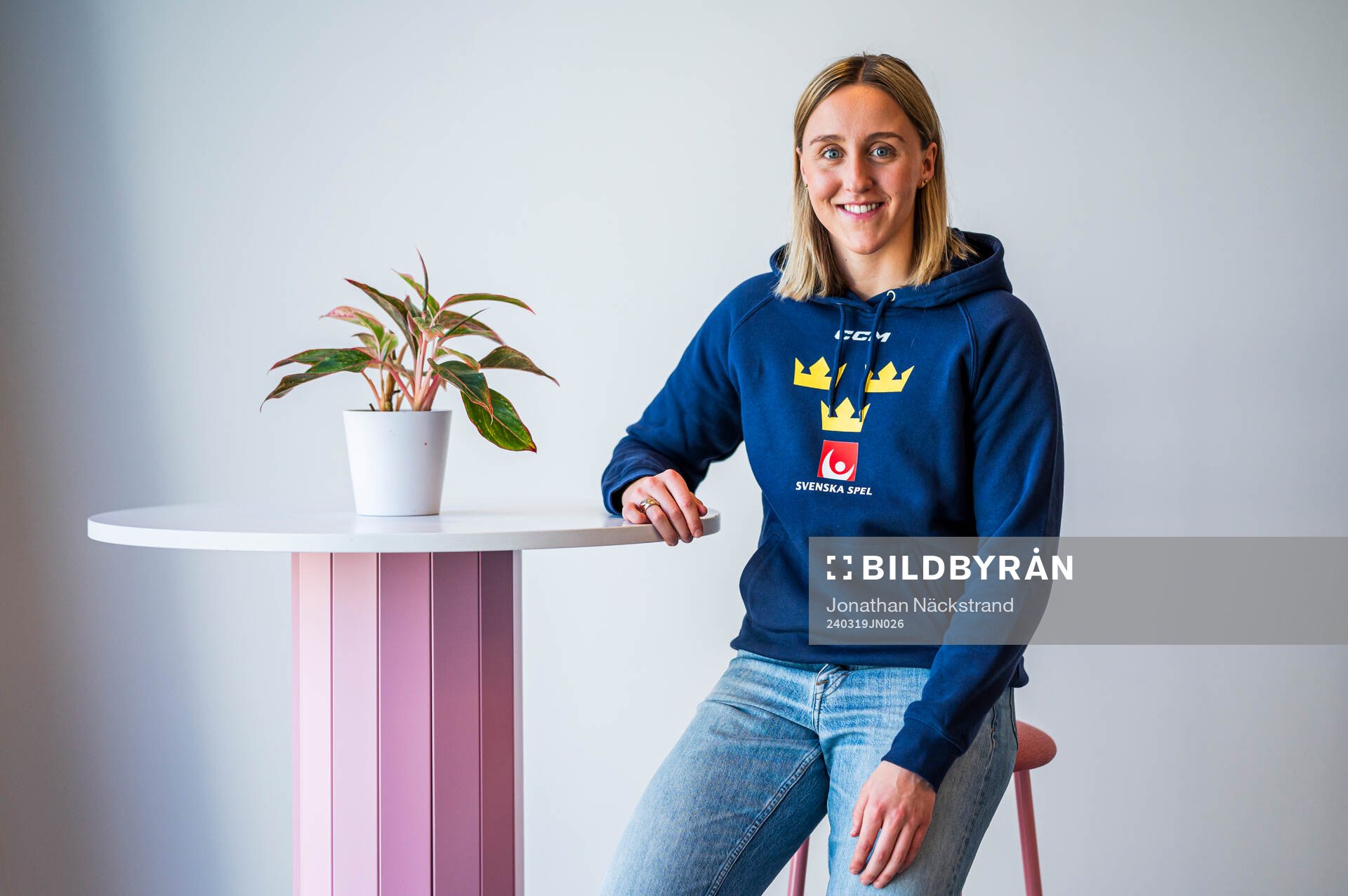 Player Hanna Olsson of Sweden’s women national Ice Hockey
