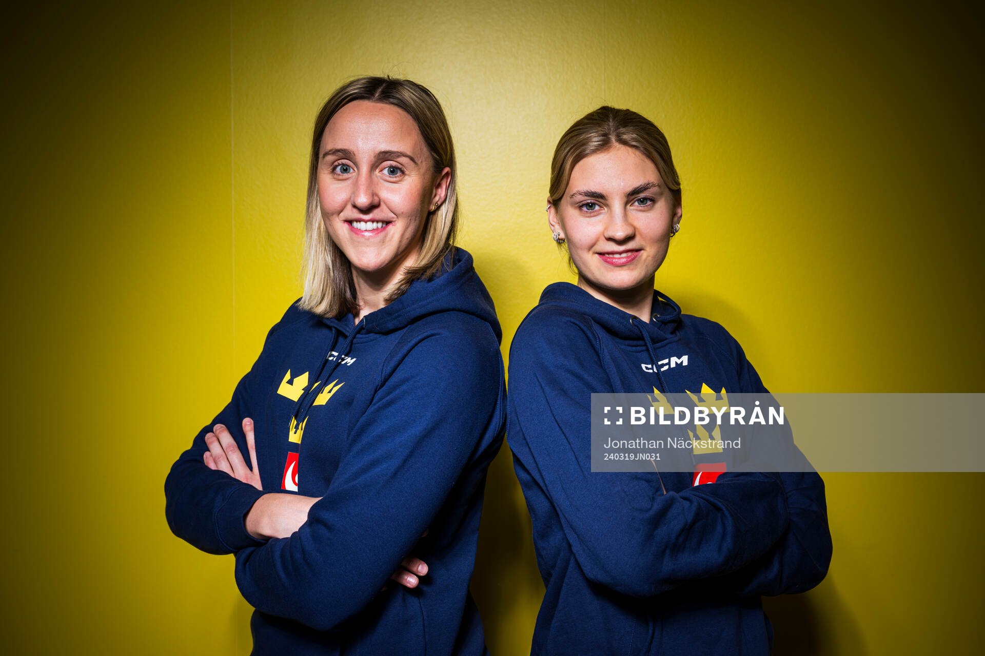 Player Hanna Olsson and Goaltender Ida Boman of Sweden’s