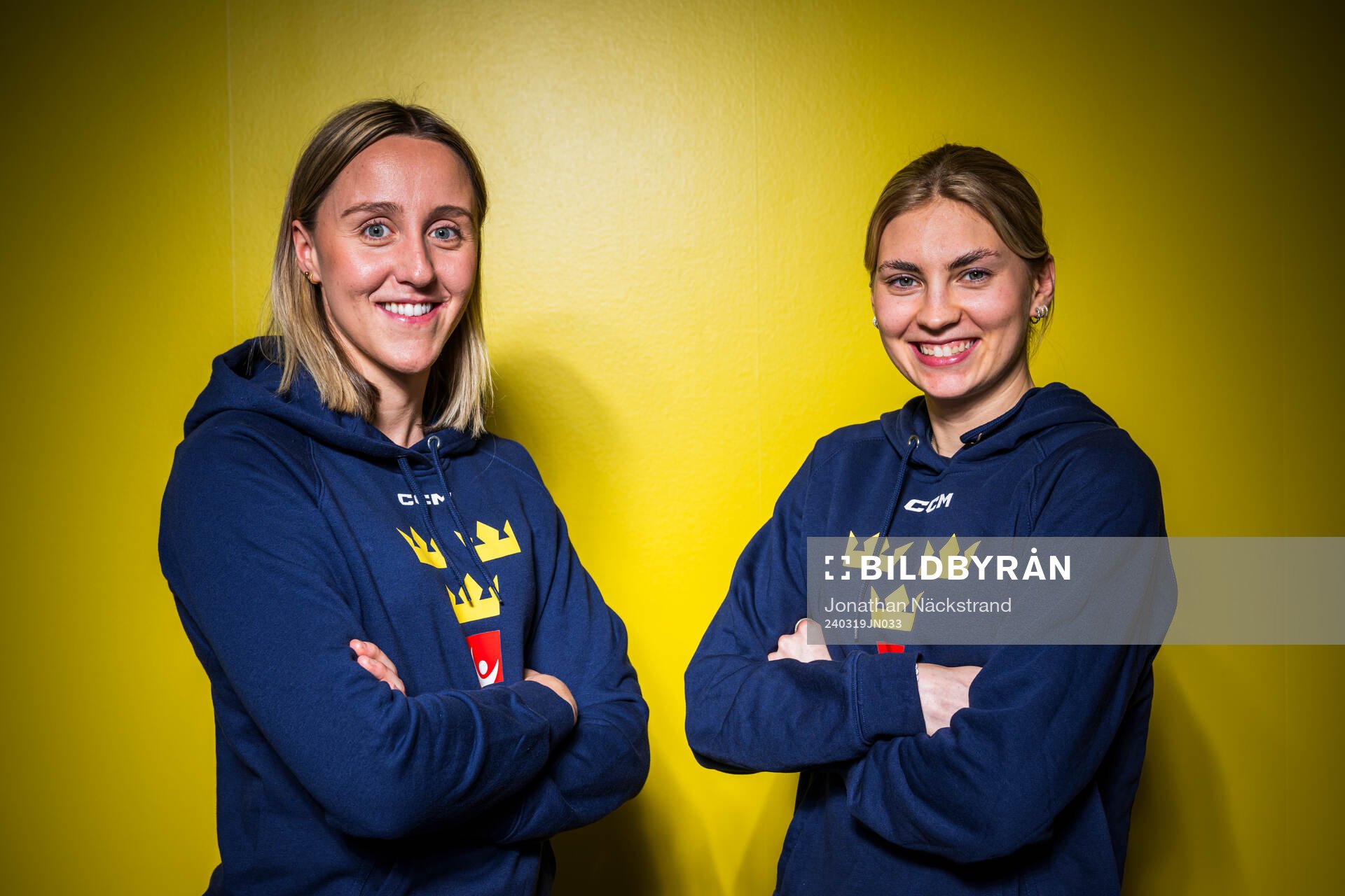 Player Hanna Olsson and Goaltender Ida Boman of Sweden’s