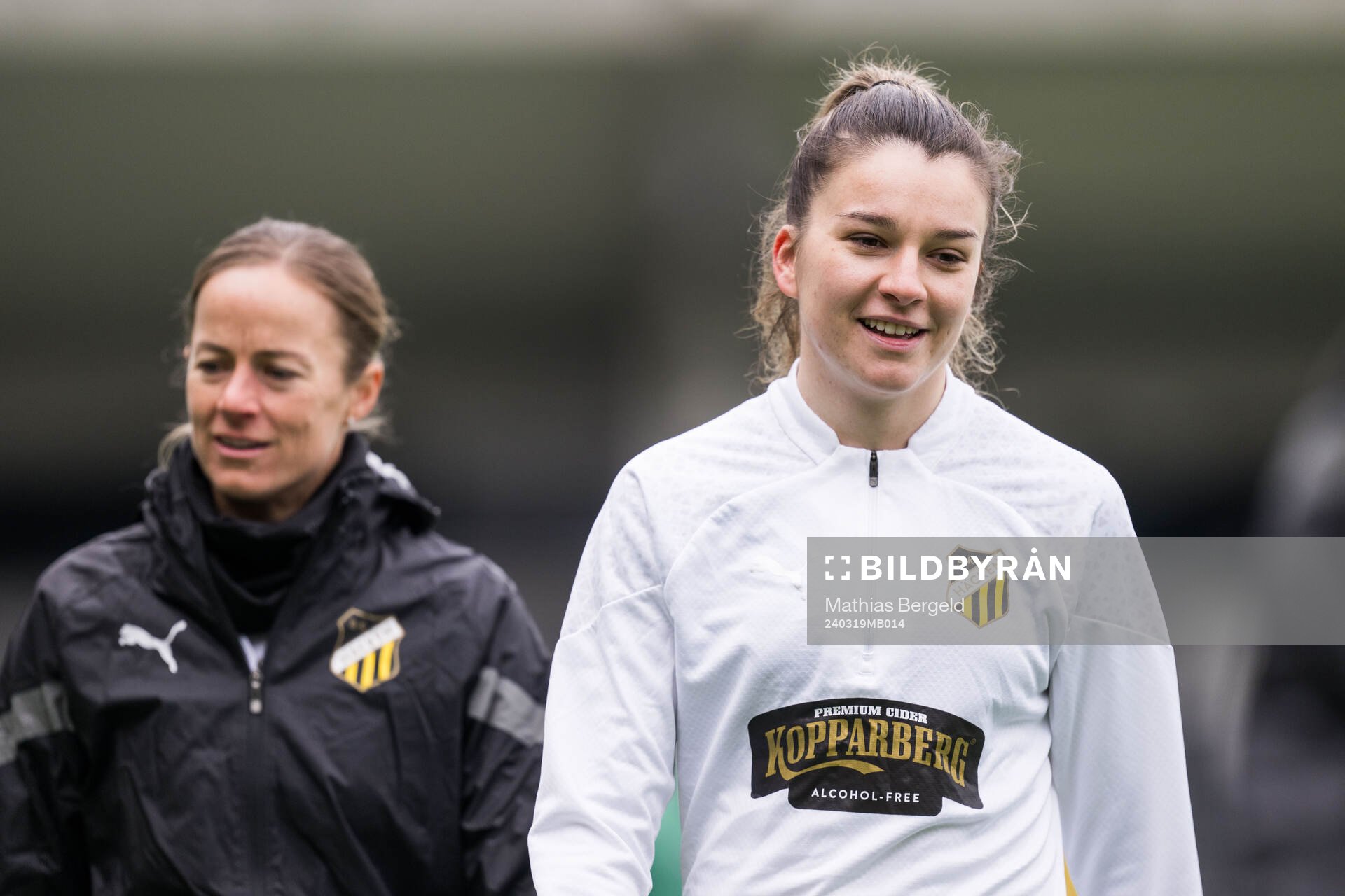 Aivi Luik and Anna Csiki of Häcken during a training session on March 19, 2024 in Gothenburg. 