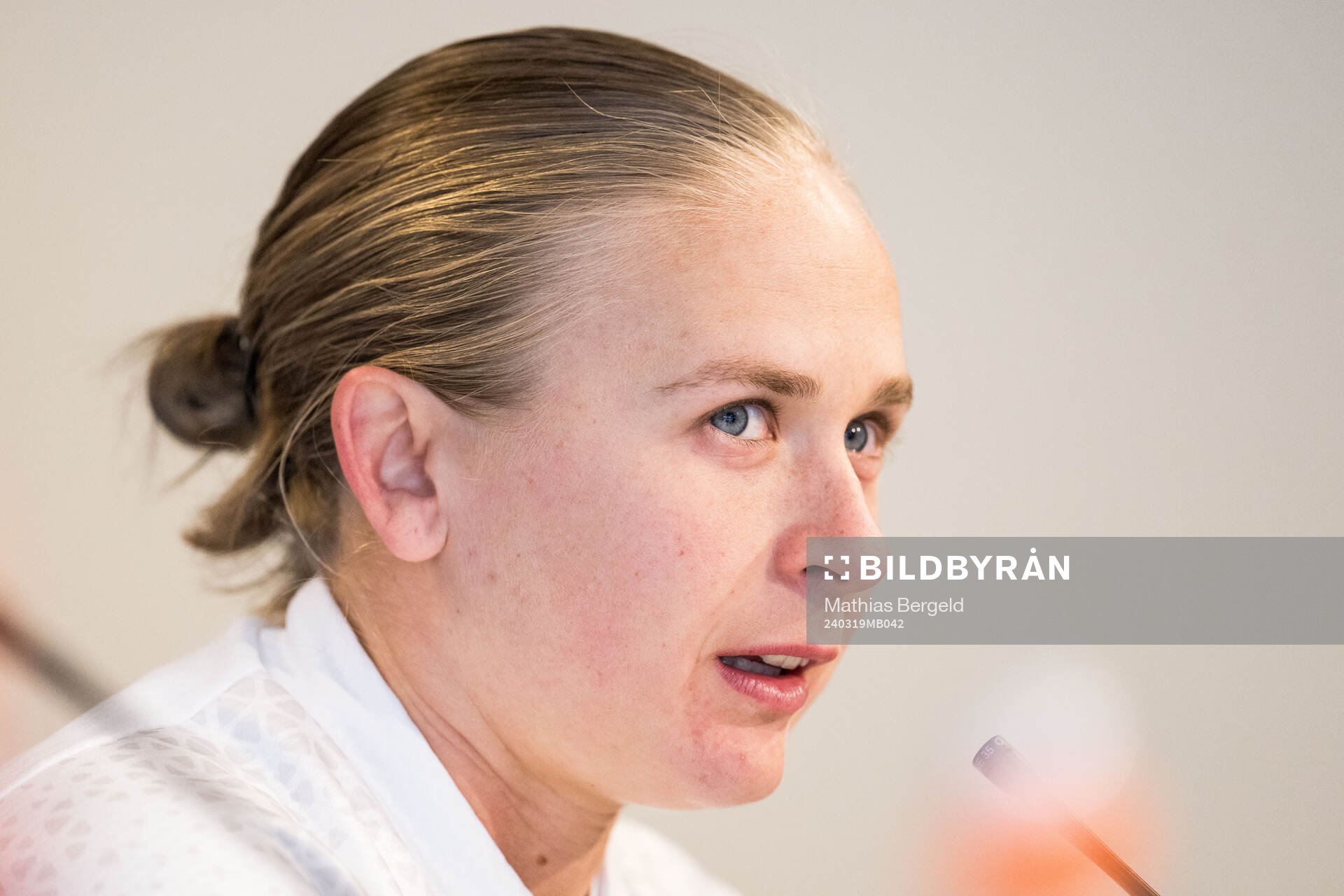 Filippa Curmark of Häcken during a press conference on March 19, 2024 in Gothenburg. 