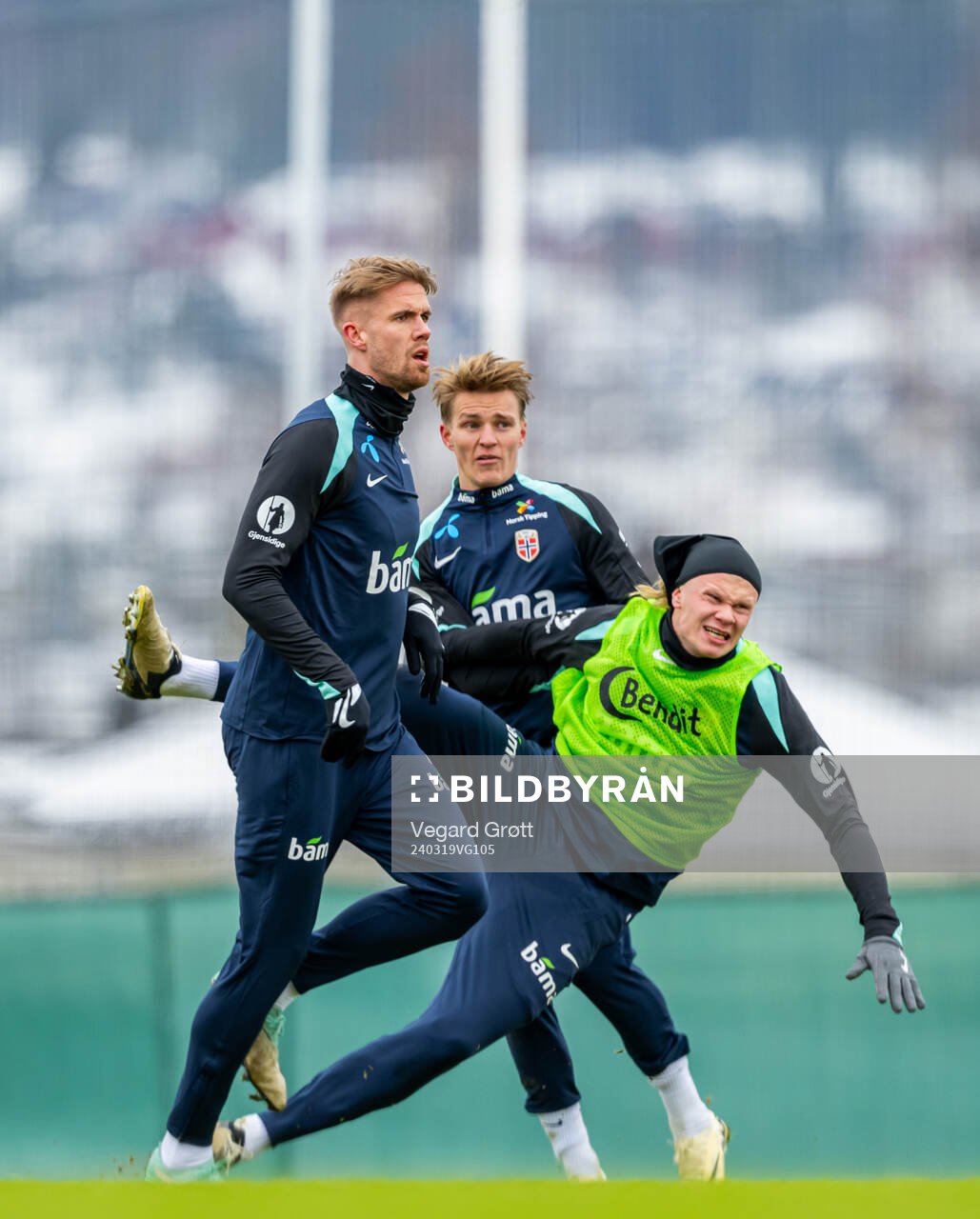 Kristoffer Ajer, Martin Ødegaard and Erling Braut Haaland