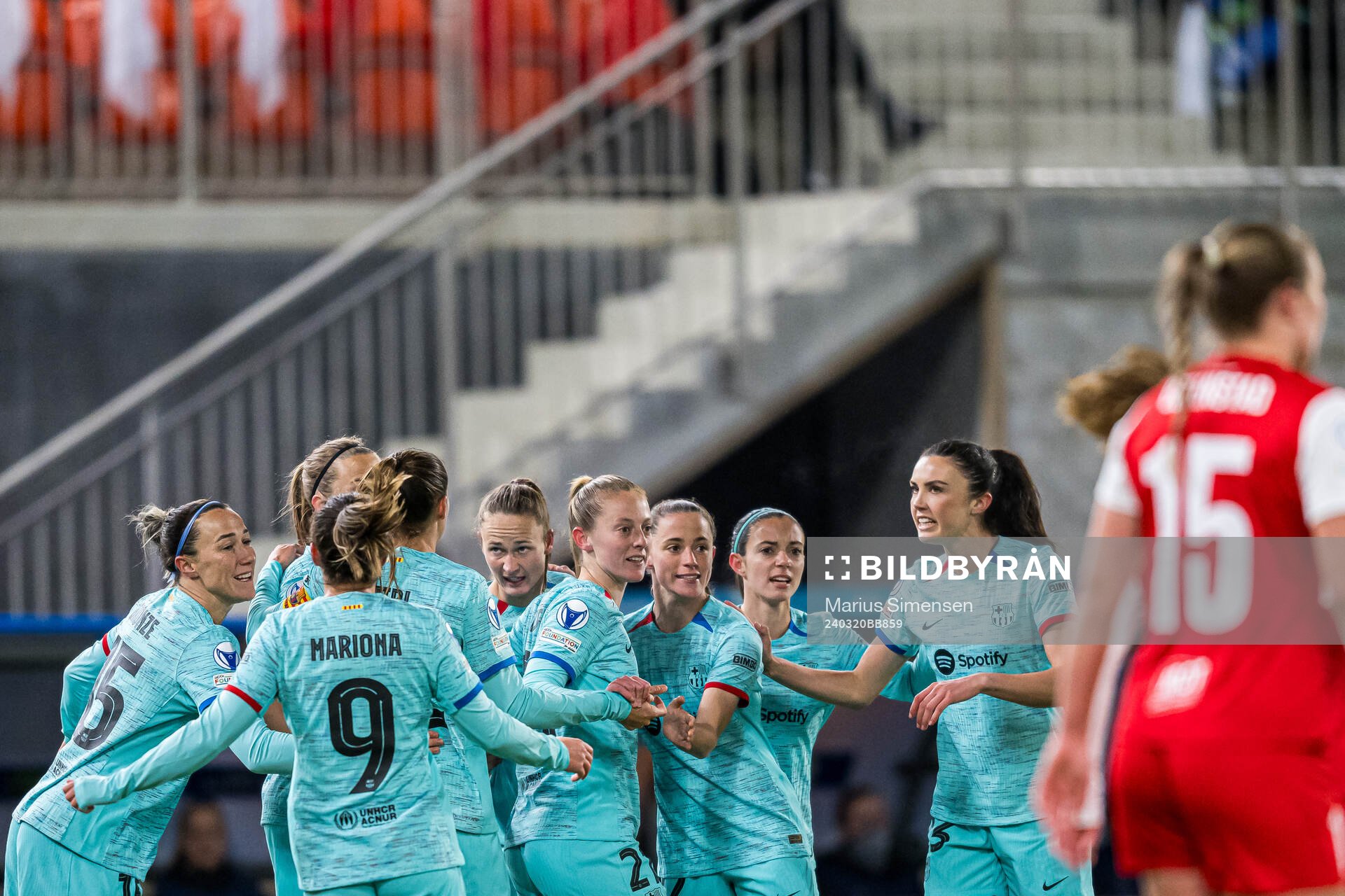 Caroline Graham Hansen of Barcelona celebrates