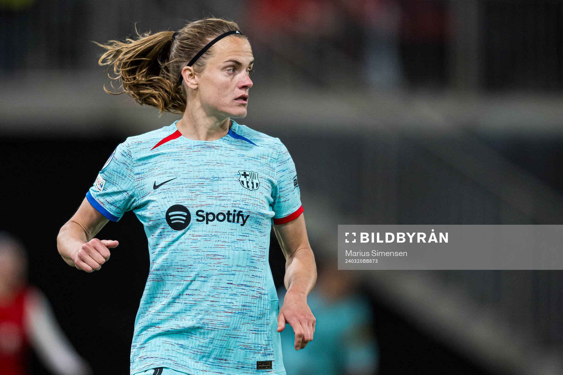 Irene Paredes of Barcelona during the UEFA Women's Champions League quarterfinal football match between Brann and Barcelona on March 20, 2024 in Bergen.