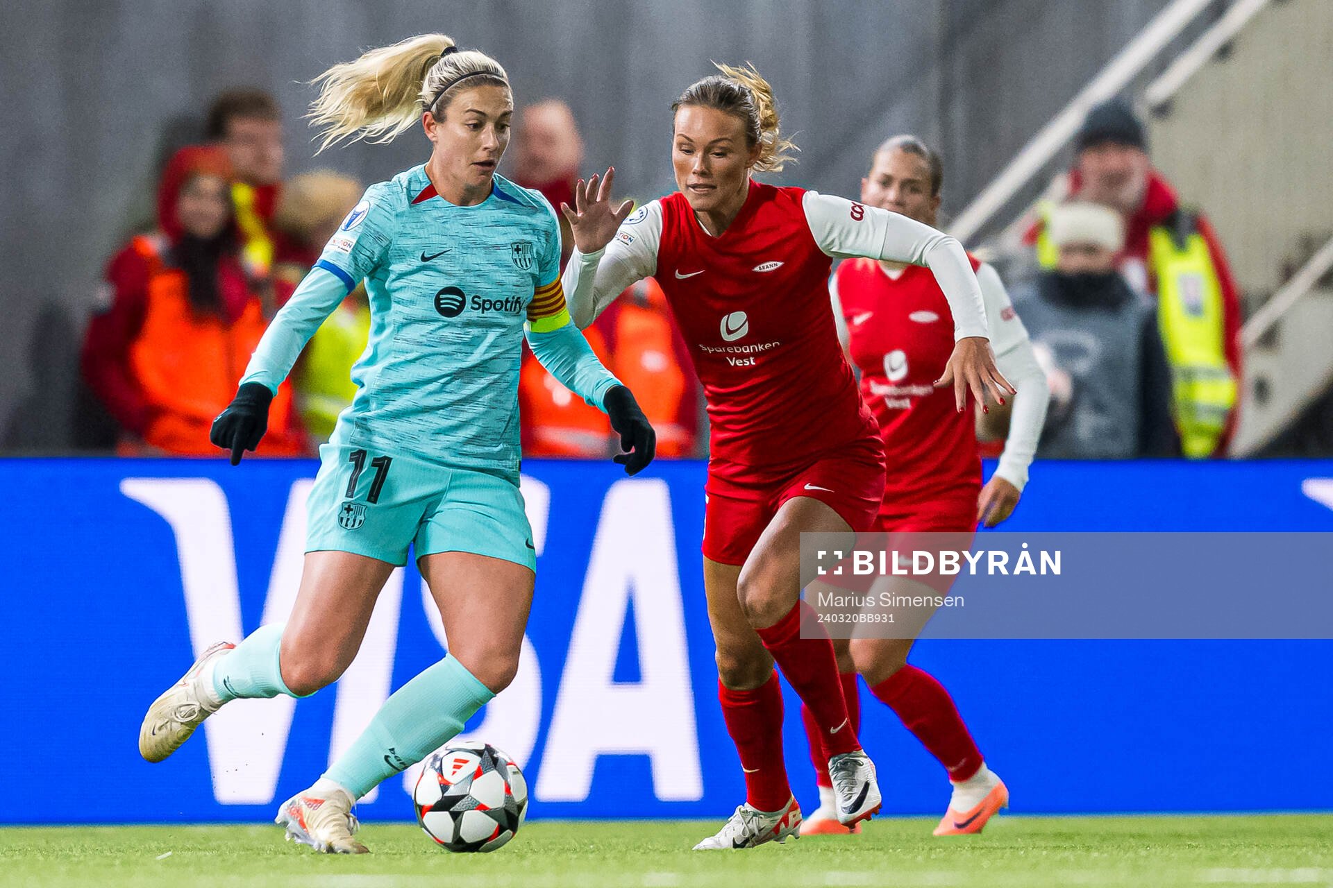 Alexia Putellas of Barcelona and Ingrid Stenevik of Brann