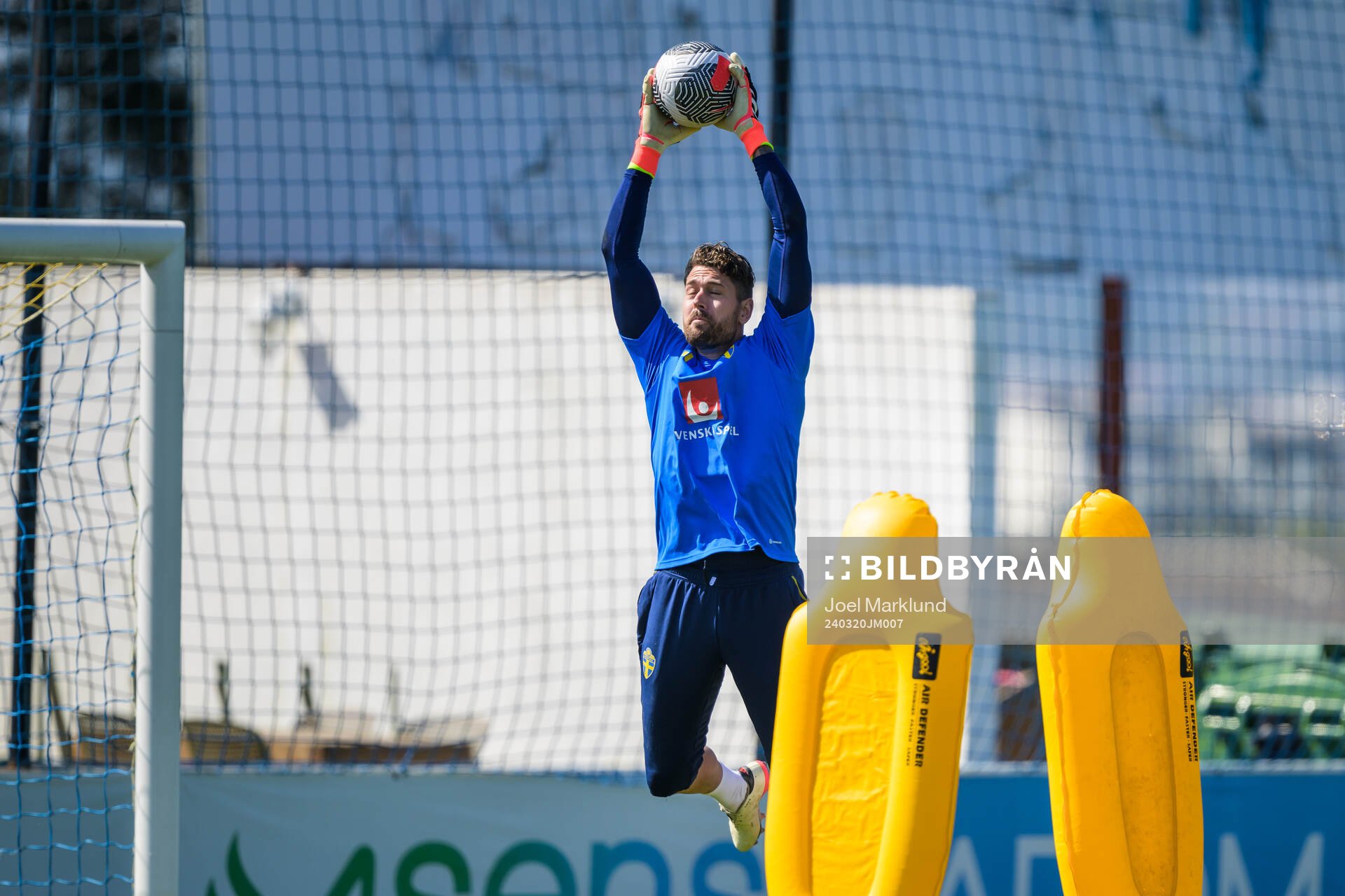 Goalkeeper Kristoffer Nordfeldt of the Swedish men's