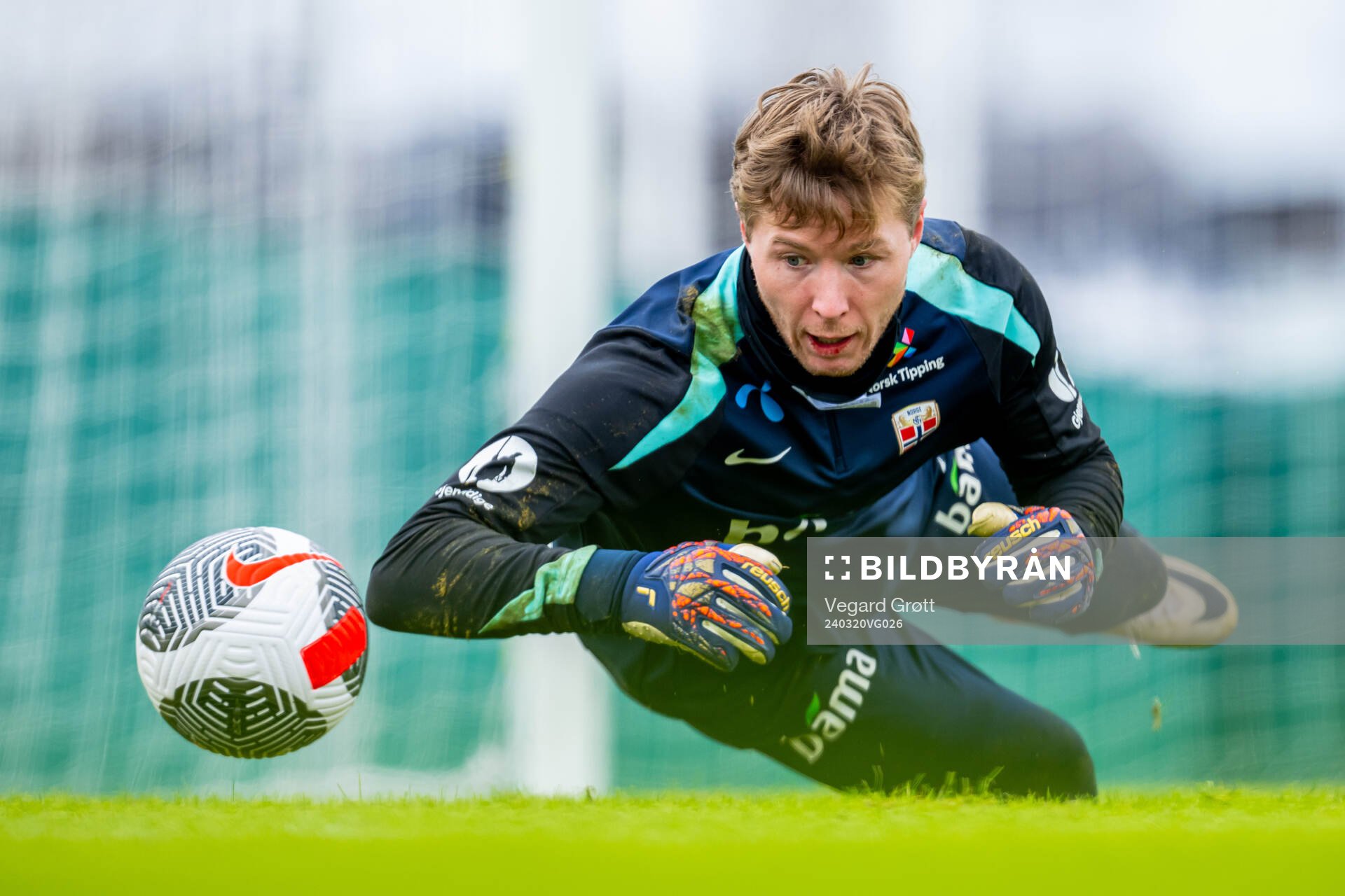 Goalkeeper Mathias Dyngeland of the Norwegian national