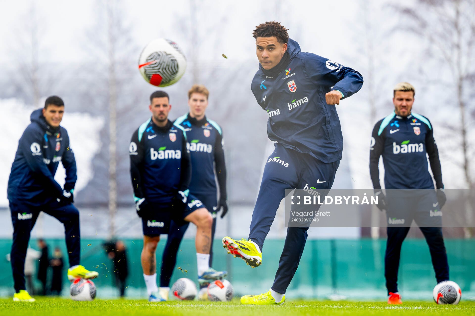 Antonio Nusa of the Norwegian national football team during a training session on March 20, 2024 in Lillestrøm.