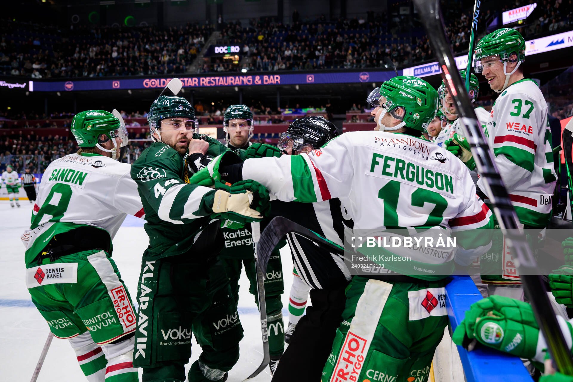 Färjestads Jonathan Andersson och Rögles Brady Ferguson