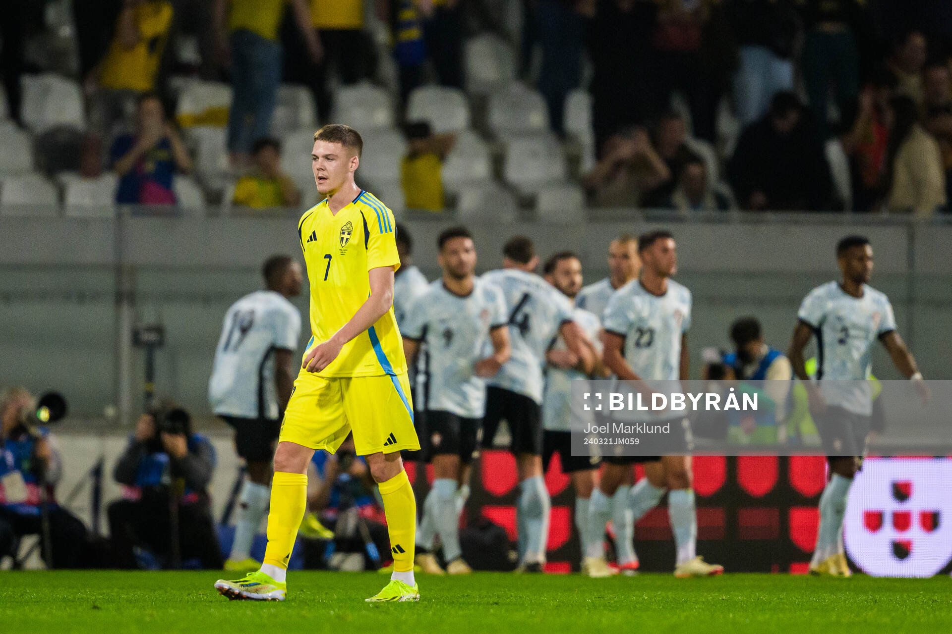 Emil Holm of Sweden looks dejected