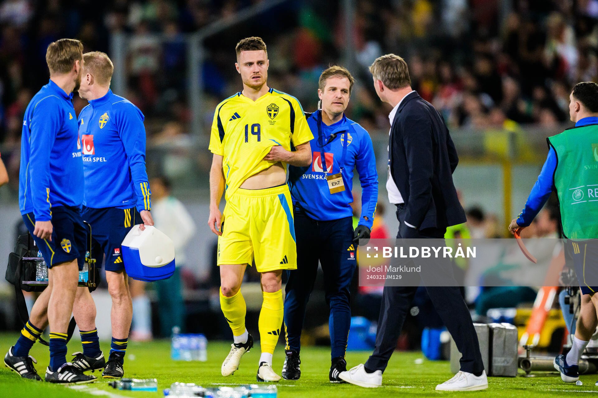 Mattias Svanberg of Sweden leaves the pitch