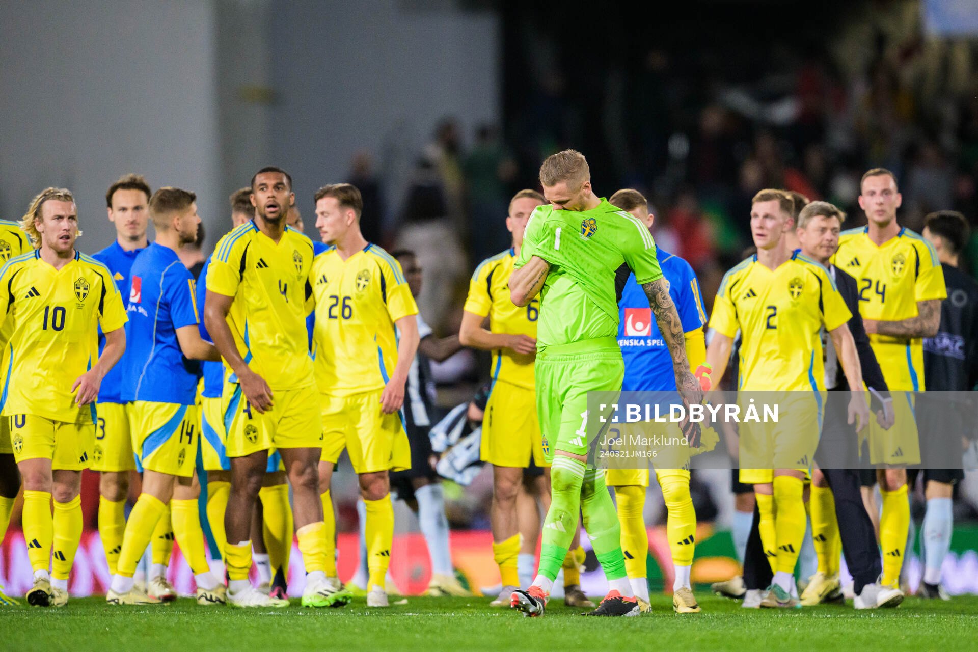 Goalkeeper Robin Olsen of Sweden looks dejected