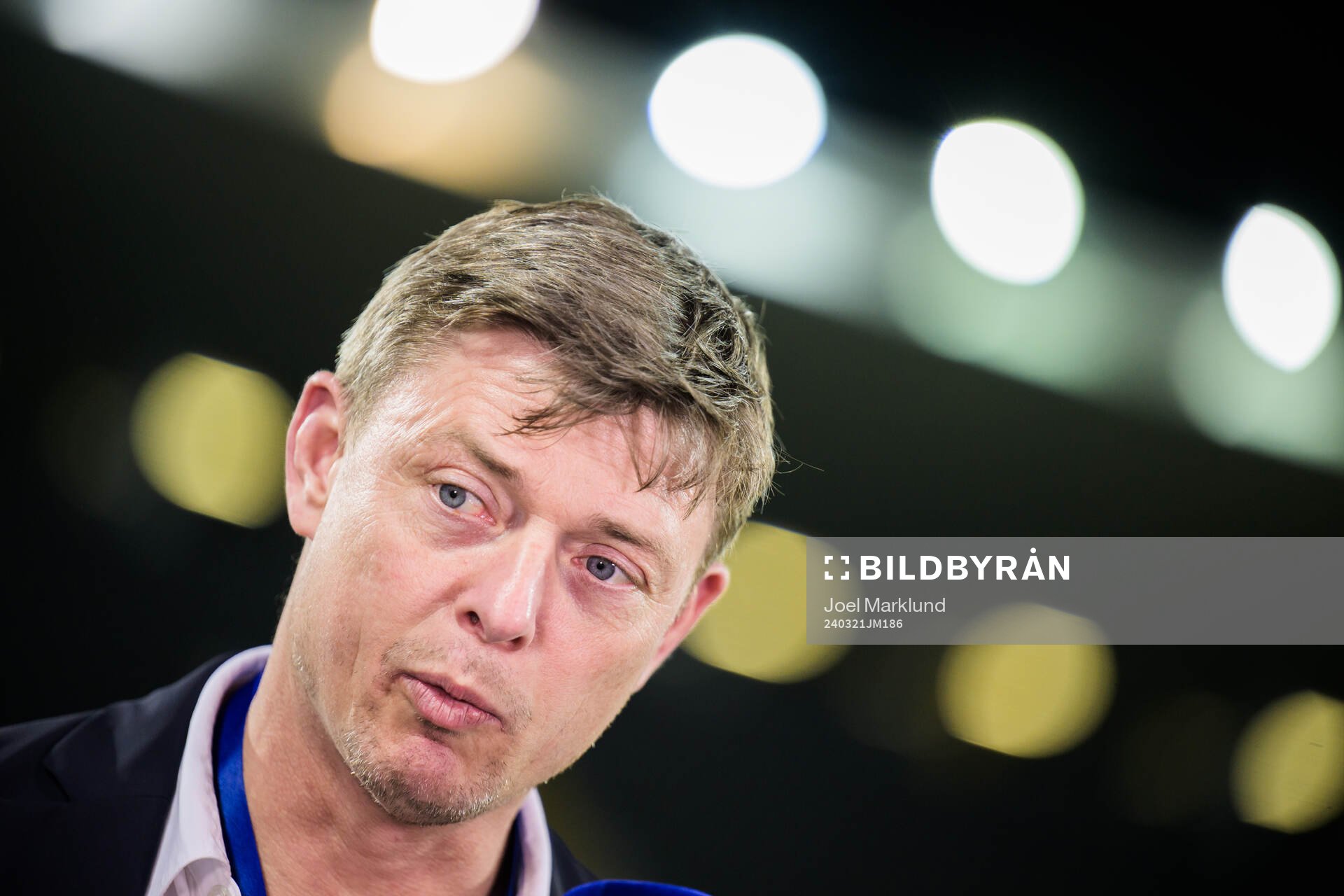 Head coach Jon Dahl Tomasson of Sweden in the Viaplay Studio after the international friendly football match between Portugal and Sweden on March 21, 2024 in Guimaraes. 