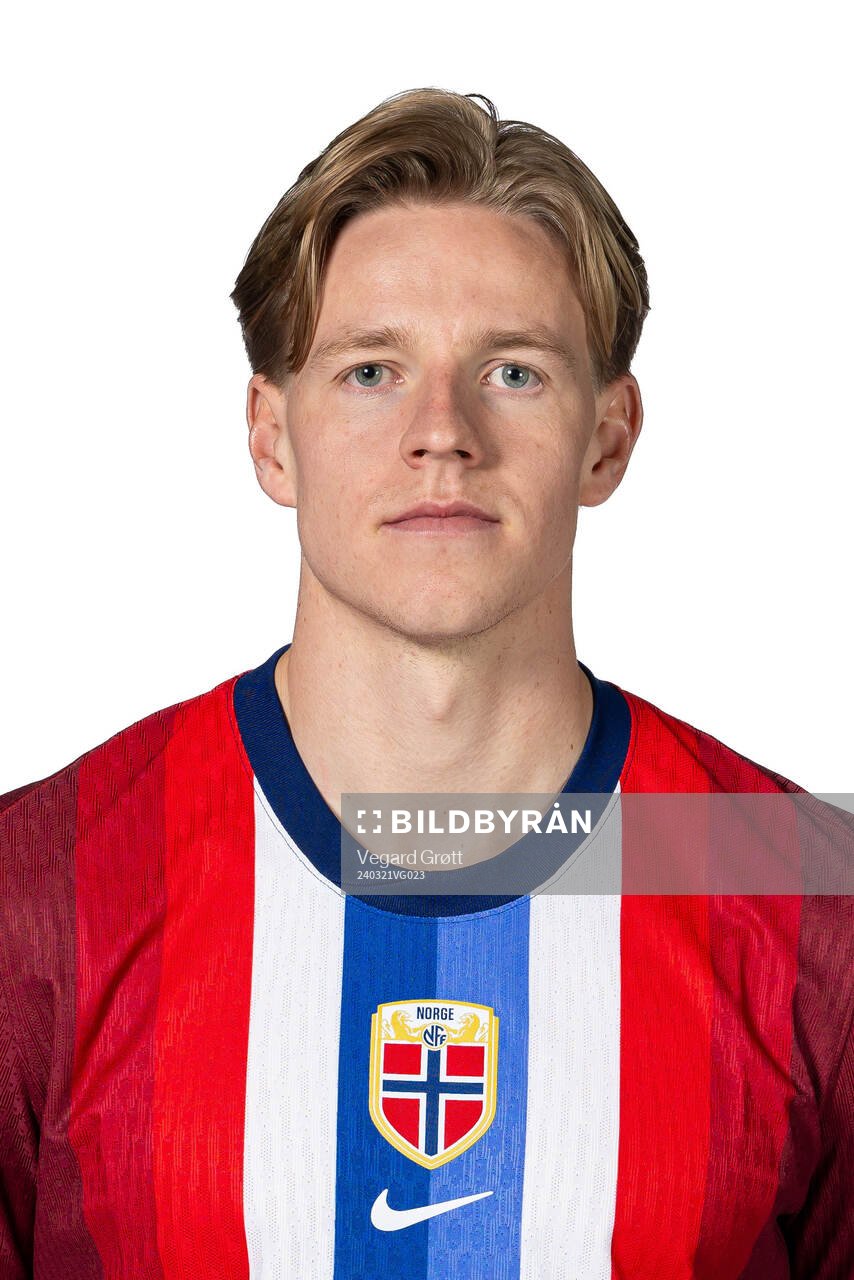 Jesper Daland of the Norwegian national football team poses