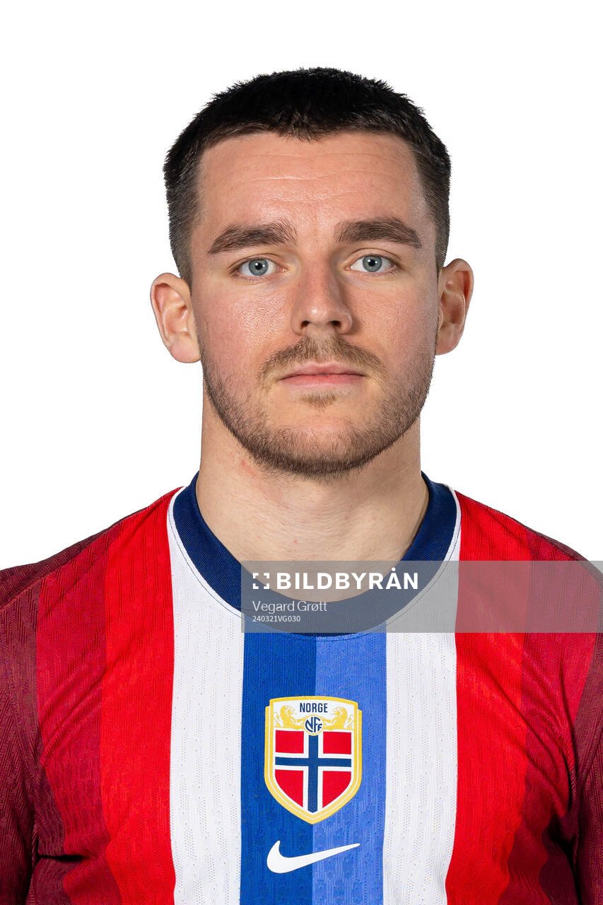 Hugo Vetlesen of the Norwegian national football team poses