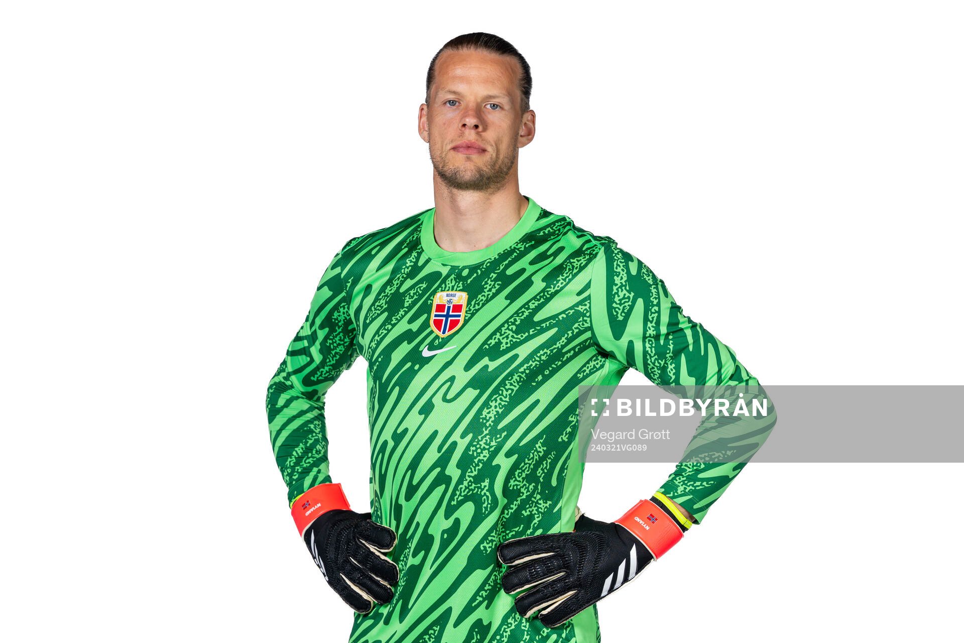 Goalkeeper Ørjan Håskjold Nyland of the Norwegian