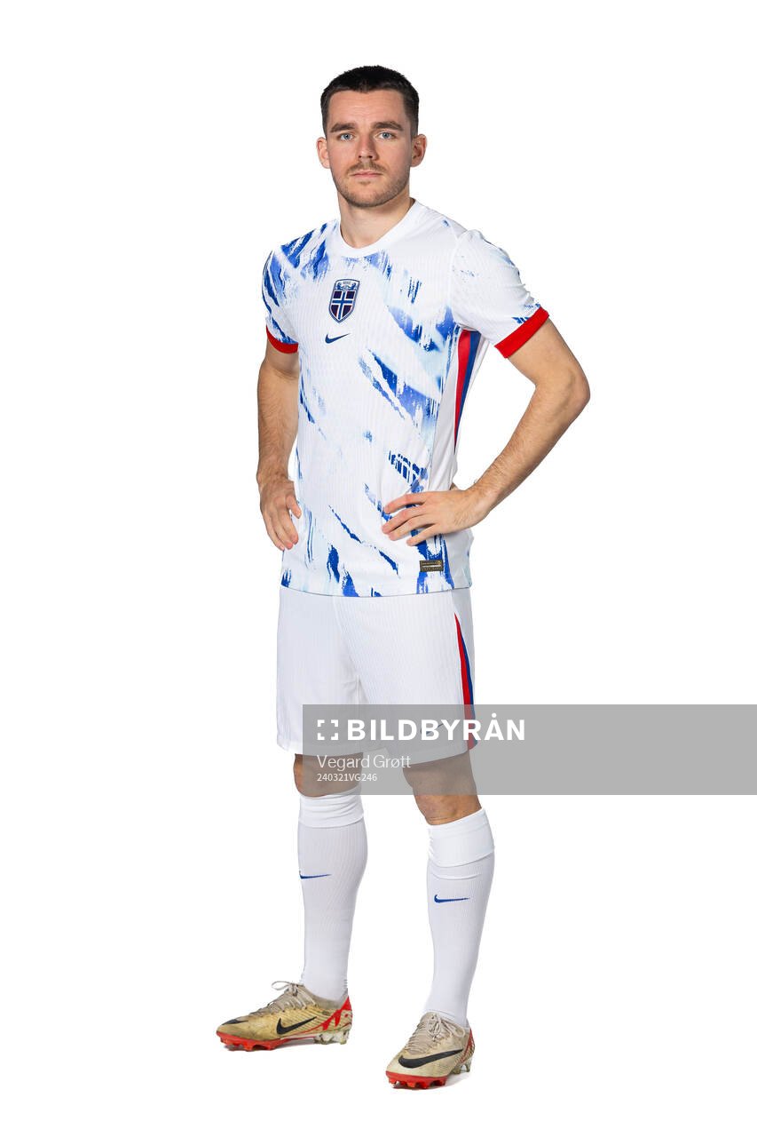 Hugo Vetlesen of the Norwegian national football team poses