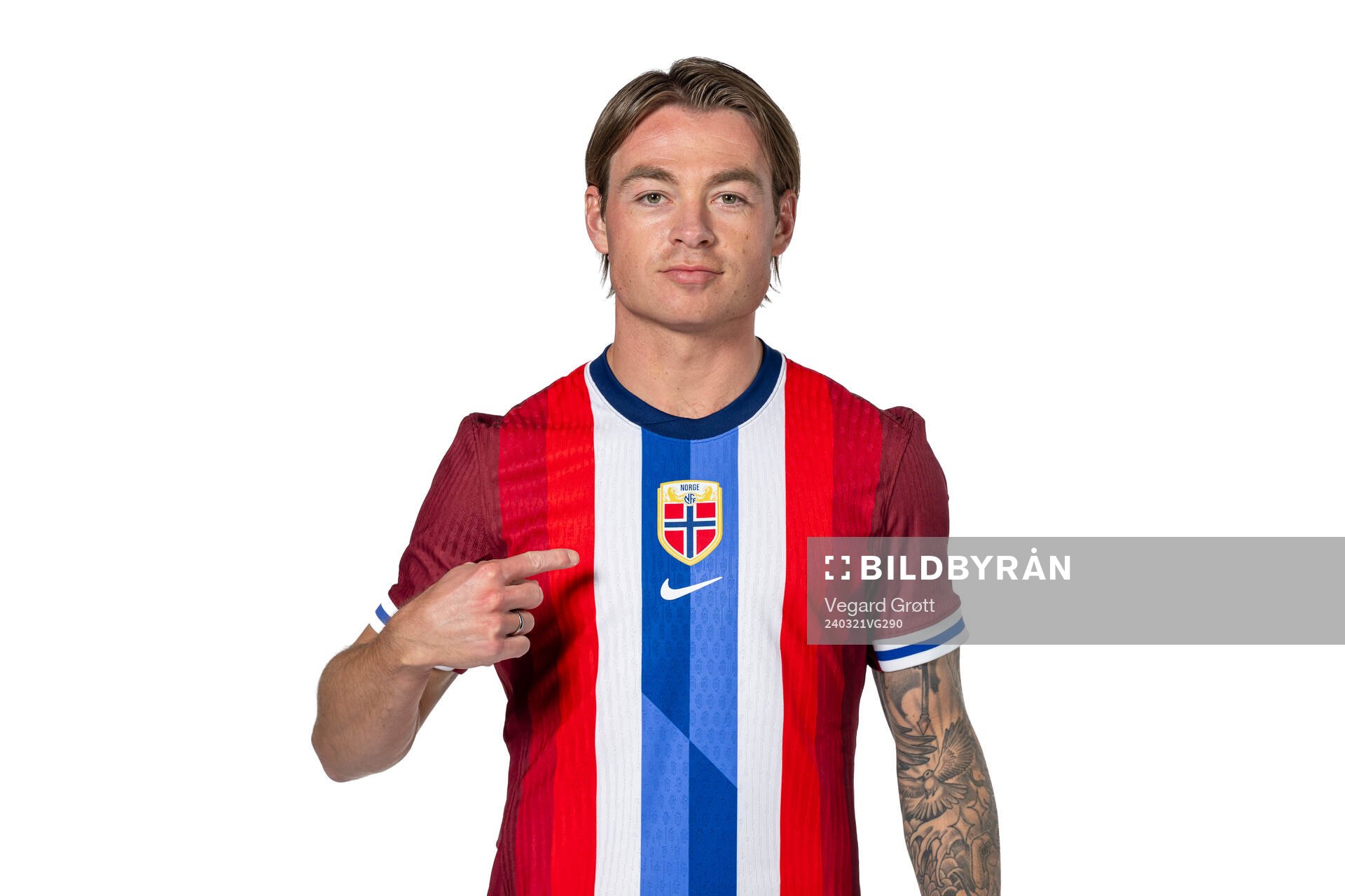 Patrick Berg of the Norwegian national football team poses