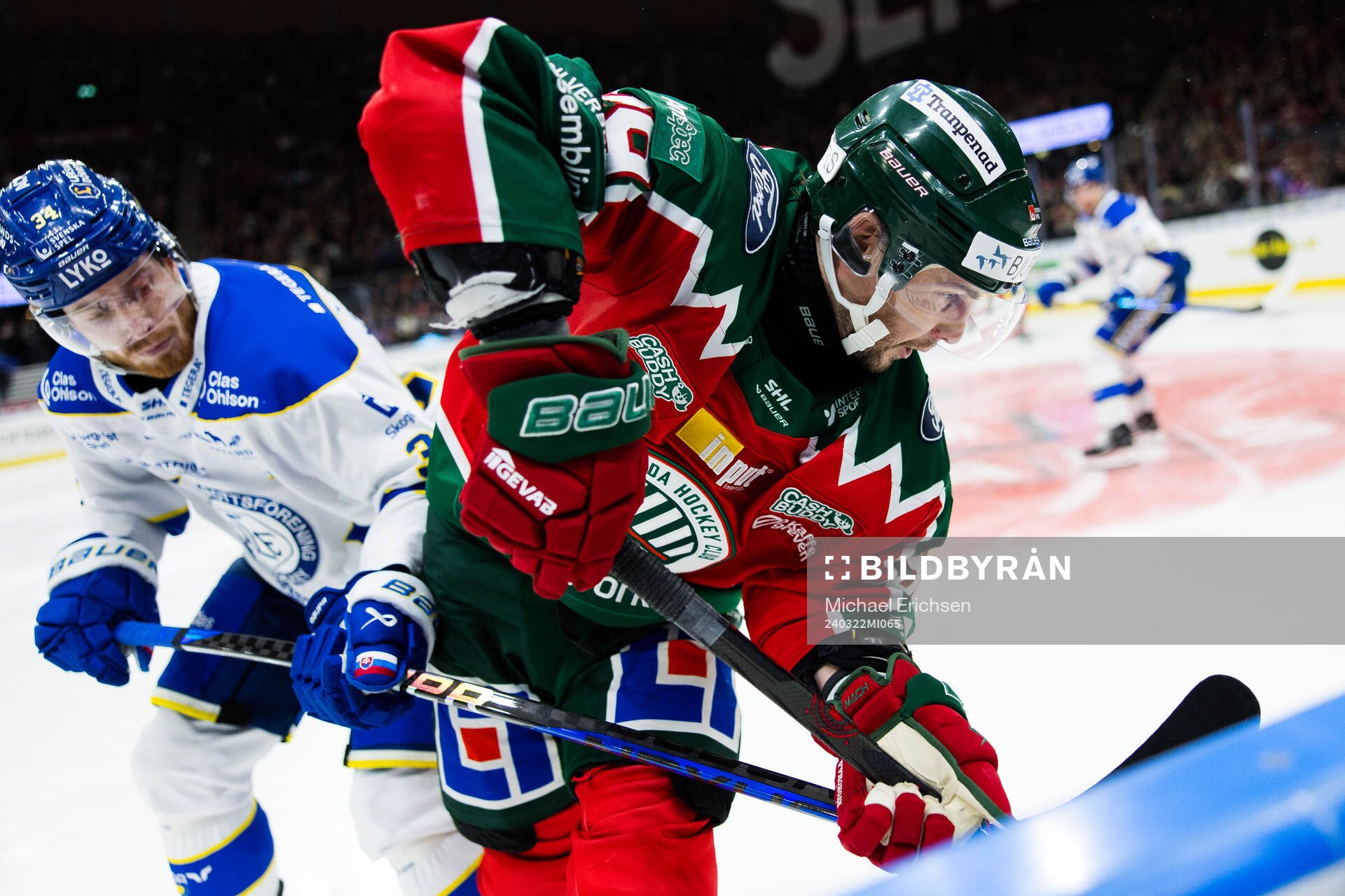 Leksands Peter Cehlarik och Frölundas Mikael Ruohomaa