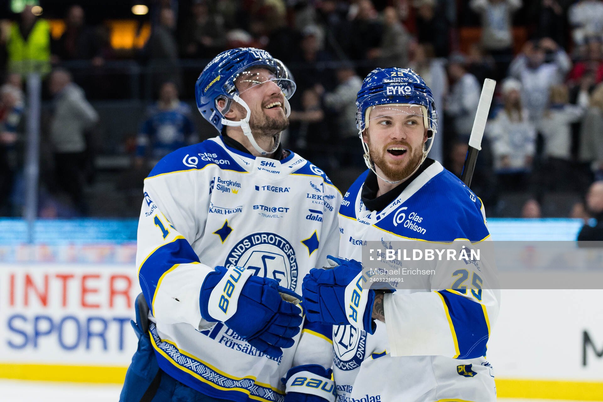 Leksands Max Veronneau och Lucas Elvenes jublar