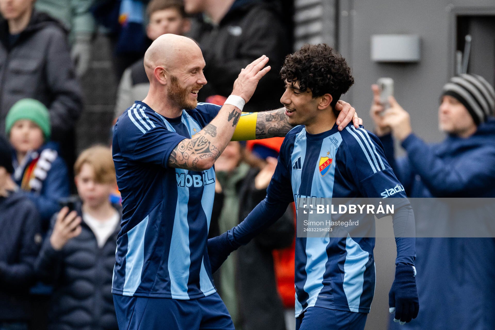 Djurgårdens Magnus Eriksson  och Ahmed Saeed jublar