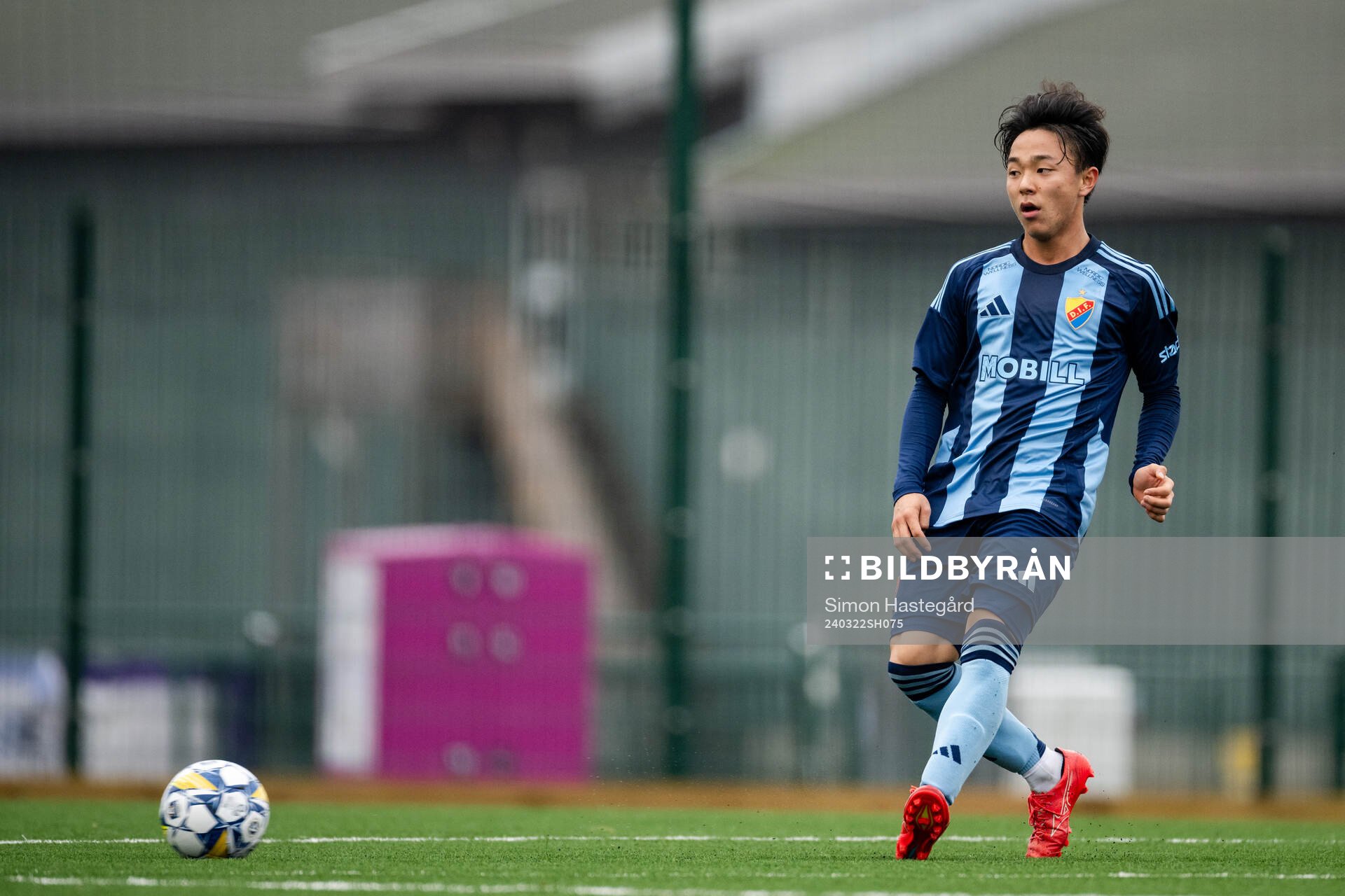 Djurgårdens Keita Kosugi under en träningsmatch i fotboll mellan Djurgården och Örebro den 22 mars 2024 i Stockholm. 