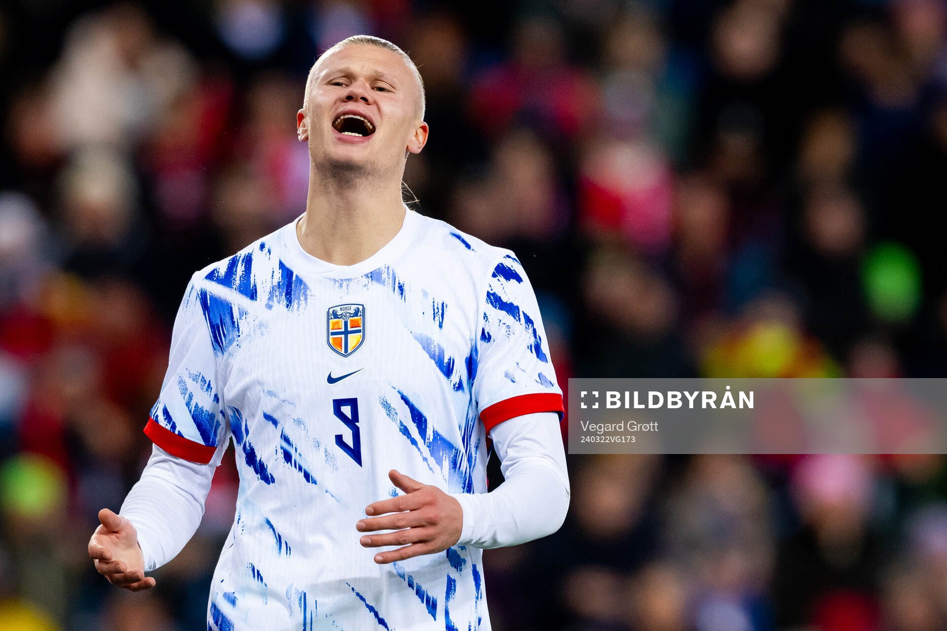 Erling Braut Haaland of Norway reacts