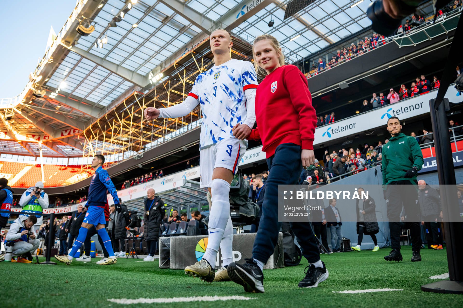 Erling Braut Haaland of Norway enters the pitch