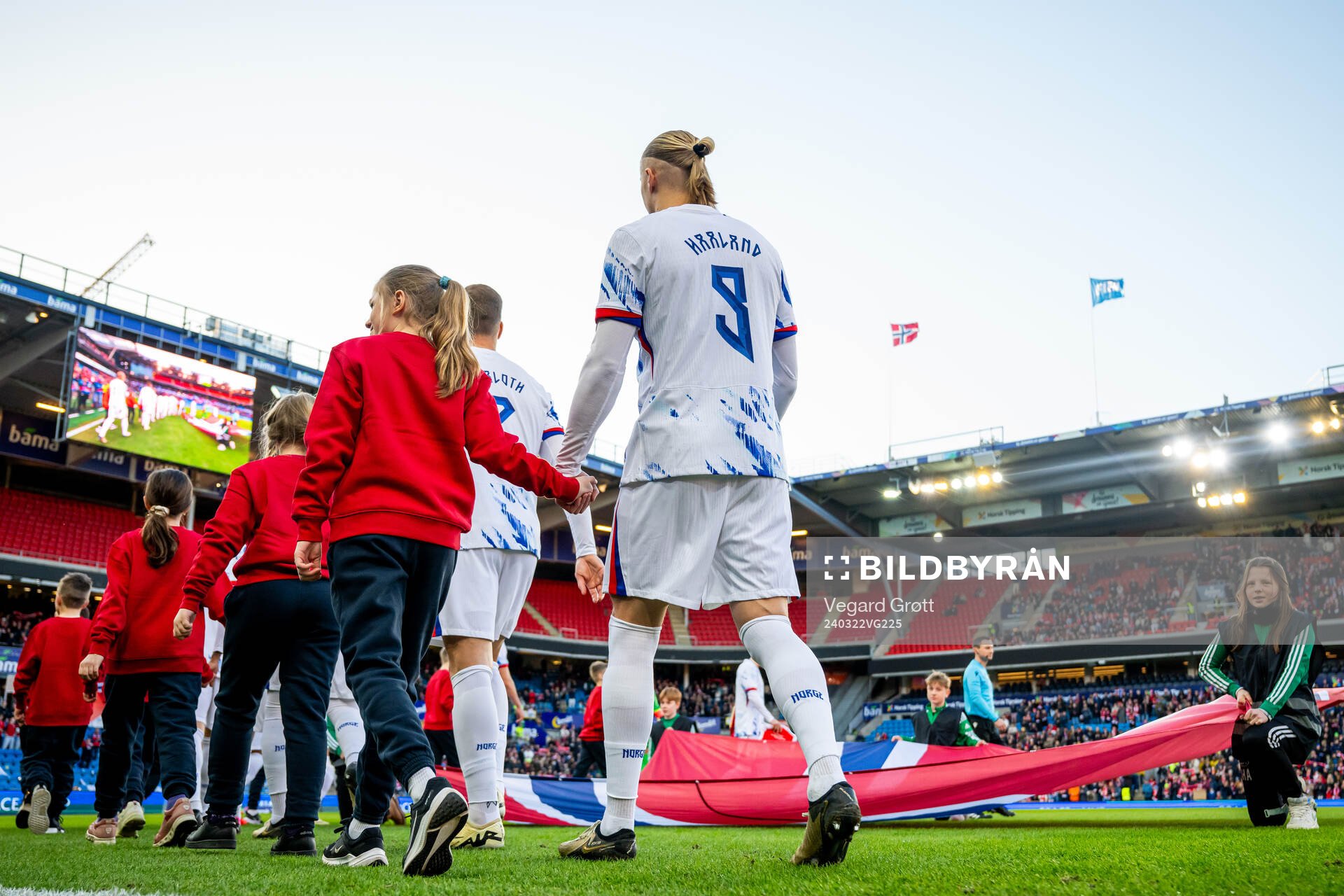 Erling Braut Haaland of Norway enters the pitch