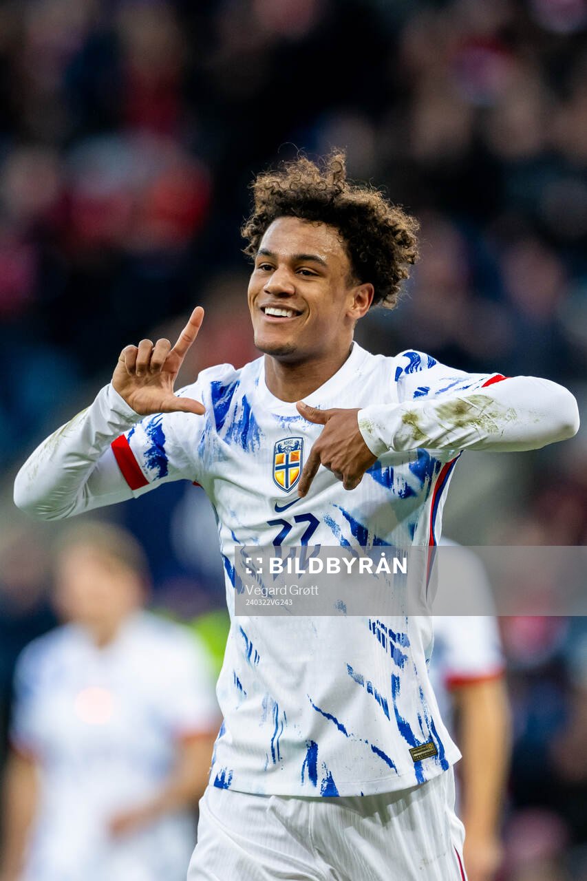 Oscar Bobb of Norway celebrates