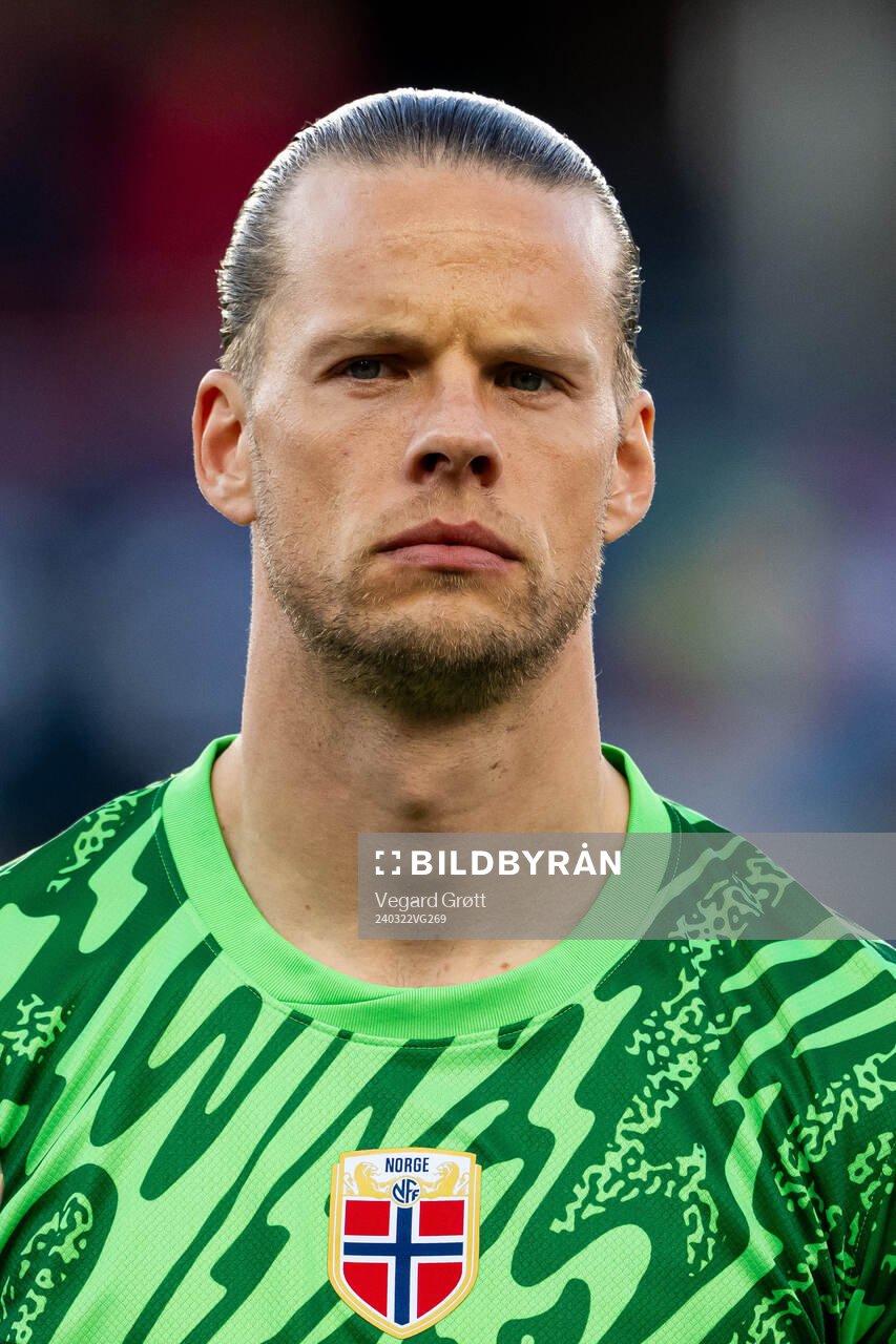 Goalkeeper Ørjan Håskjold Nyland of Norway line up