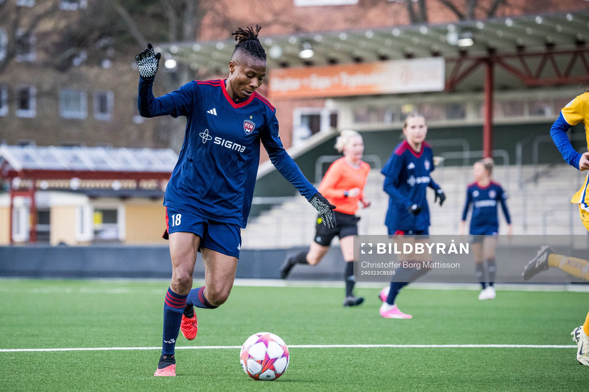 FC Rosengårds Halimatu Ibrahim Ayinde under fotbollsmatchen i Svenska Cupen mellan FC Rosengård och IFK Göteborg den 23 mars 2024 i Malmö.