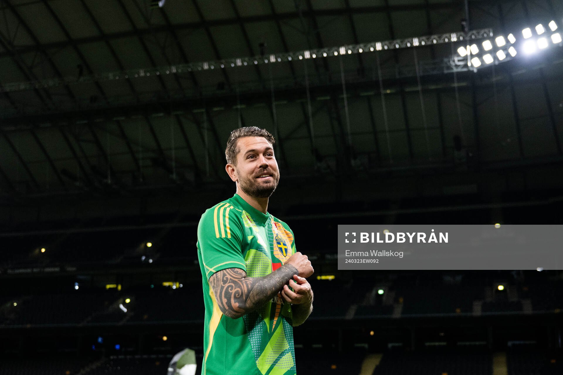Goalkeeper Kristoffer Nordfeldt of the Swedish national