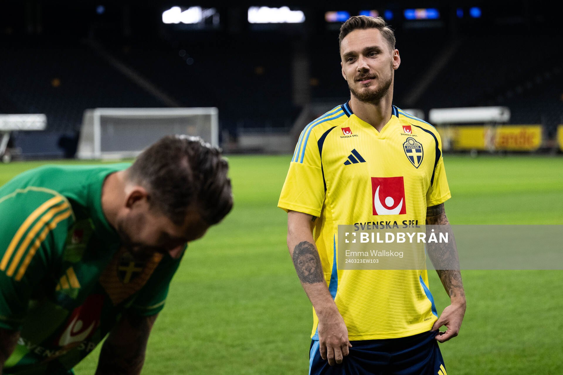 Goalkeeper Kristoffer Nordfeldt and Linus Wahlqvist Egnell